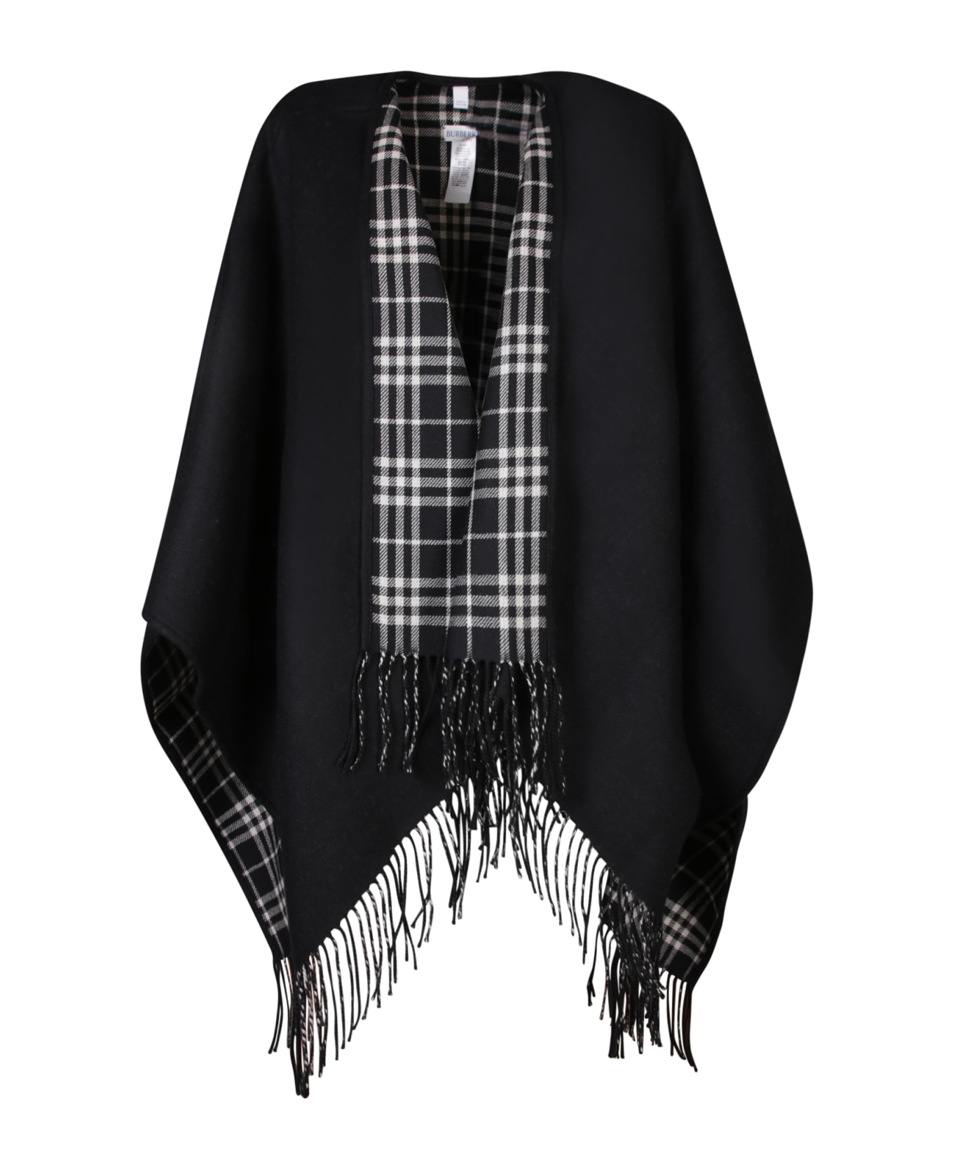 Burberry Black Ivory Merino Wool Cape - Black