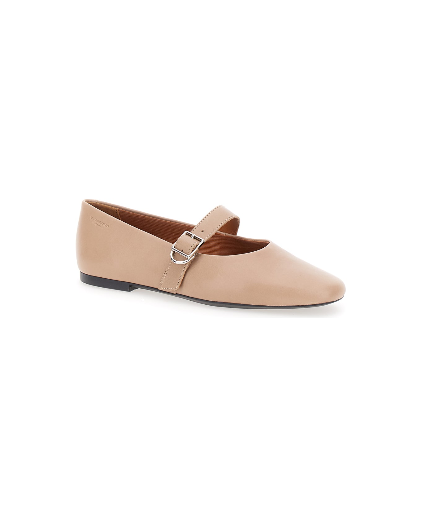 Vagabond 'jolin' Beige Ballet Flats With Strap In Smooth Leather Woman - Beige