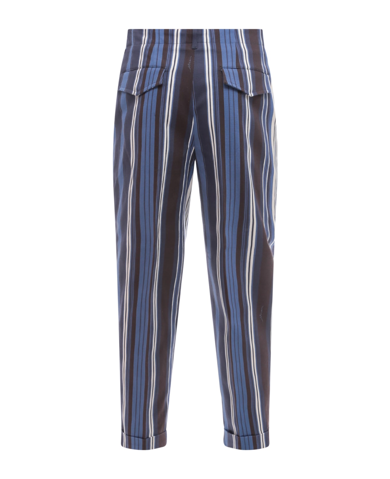Etro Embroidered Stretch Cotton Pant - Blue