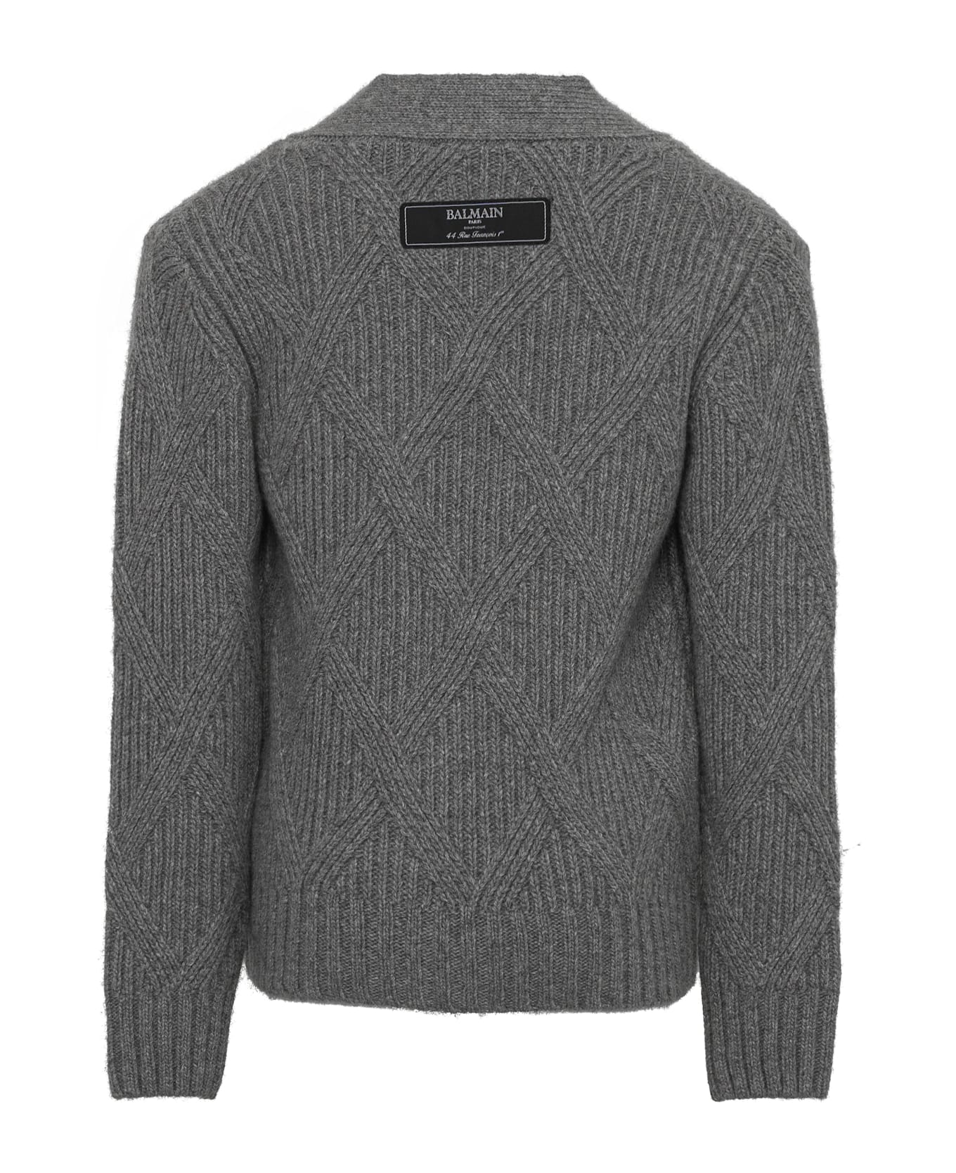 Balmain Cardigan Con Applicazione - Gray