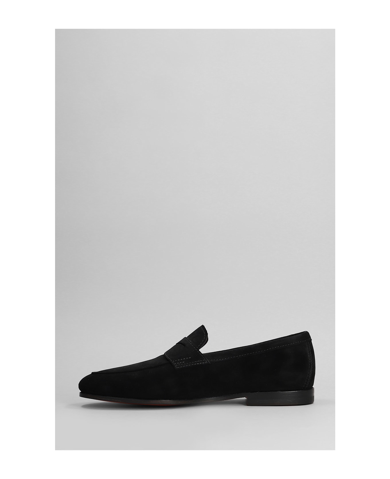 Santoni Carlos Loafers In Black Suede - black
