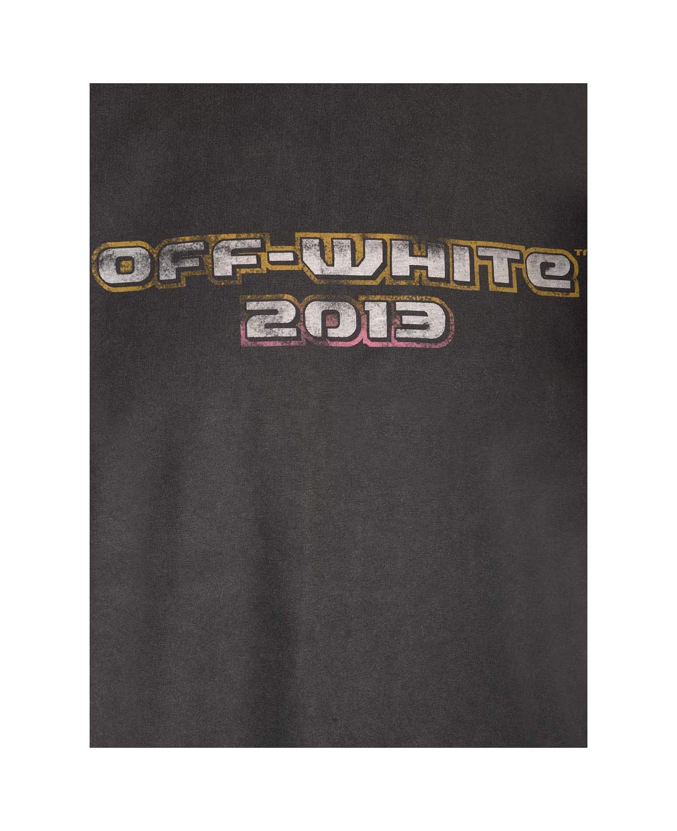 Off-White T-shirt With Logo And Print - Black Multicolor