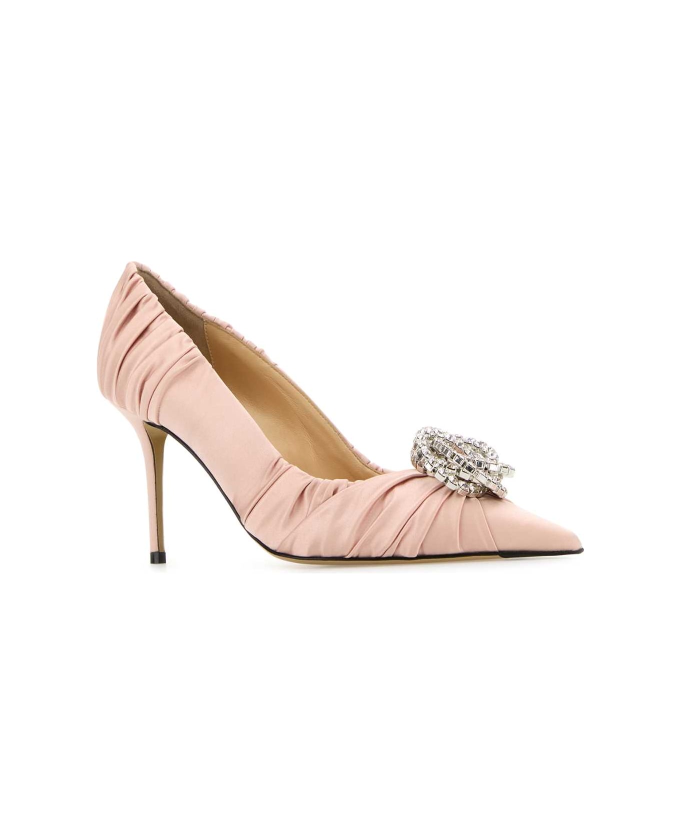Mach & Mach Powder Pink Satin Pumps - POWDERPINK