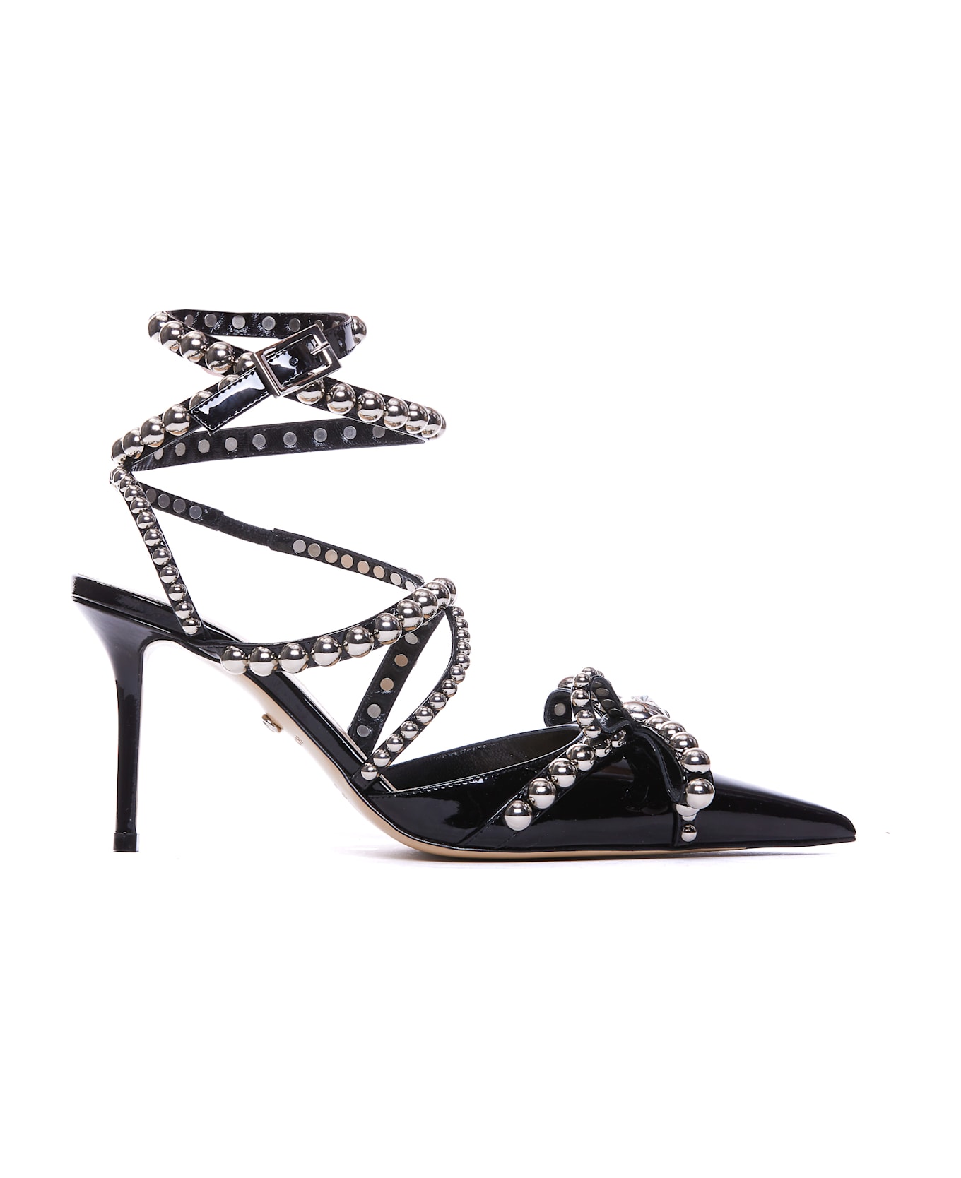 Mach & Mach Crystal Studs And High Heel Slingback - Black