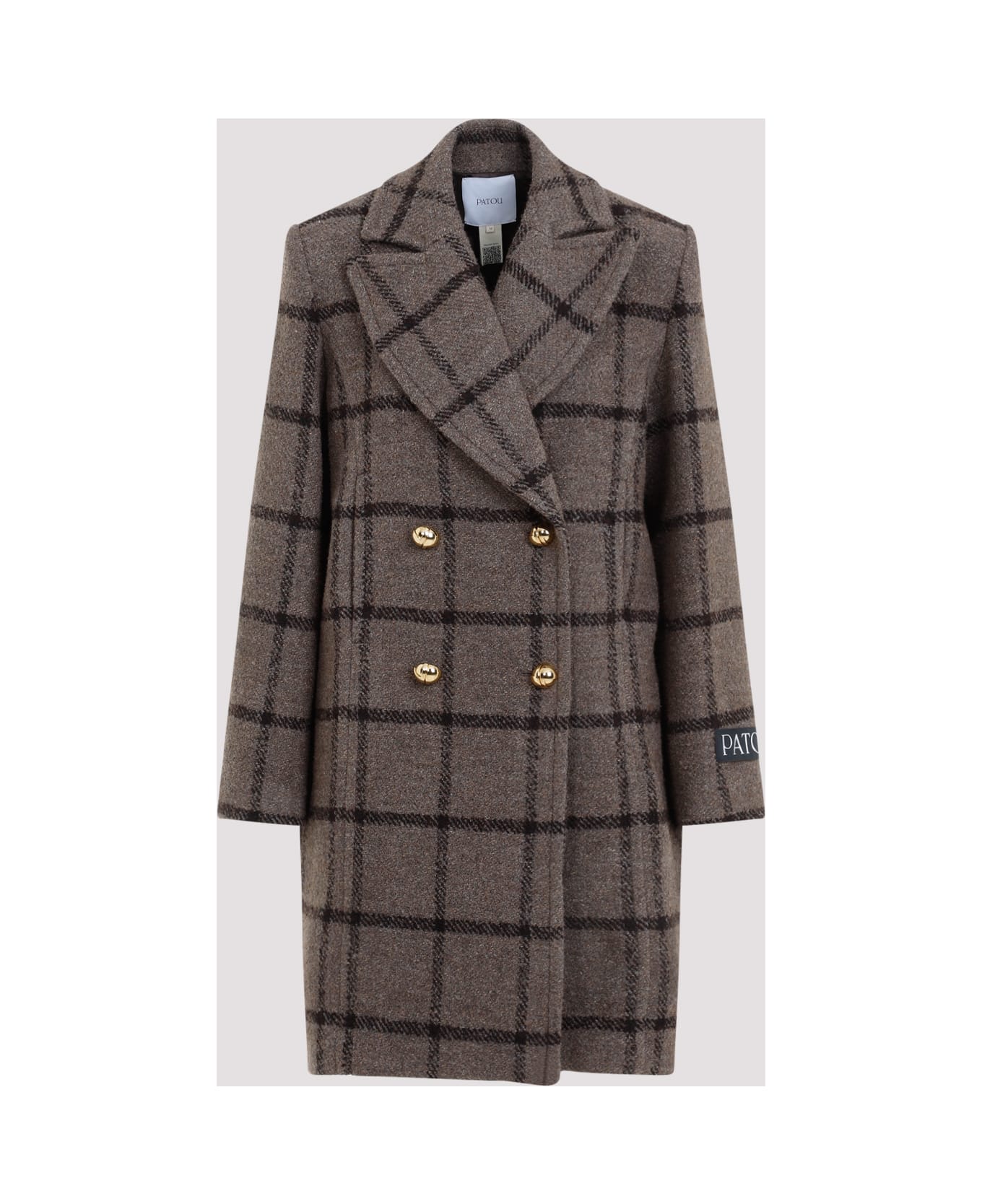 Patou Soft Tailored Coat - Gray Checkerboard