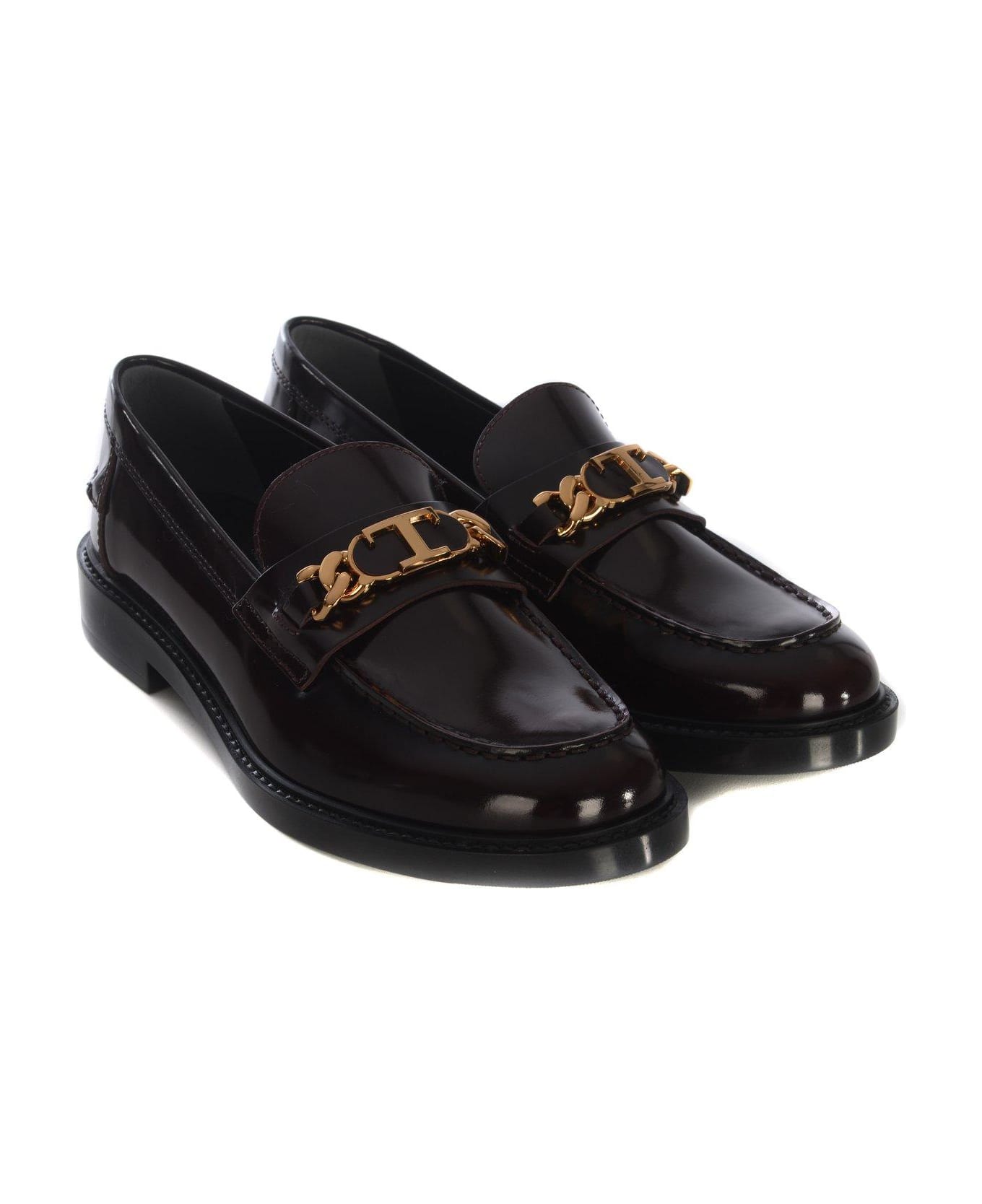Tod's Logo Plaque Slip-on Loafers - Bordeau