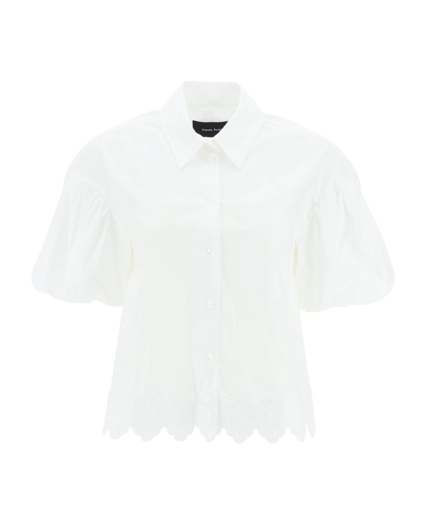 Simone Rocha Embroidered Cropped Shirt - WHITE WHITE (White)