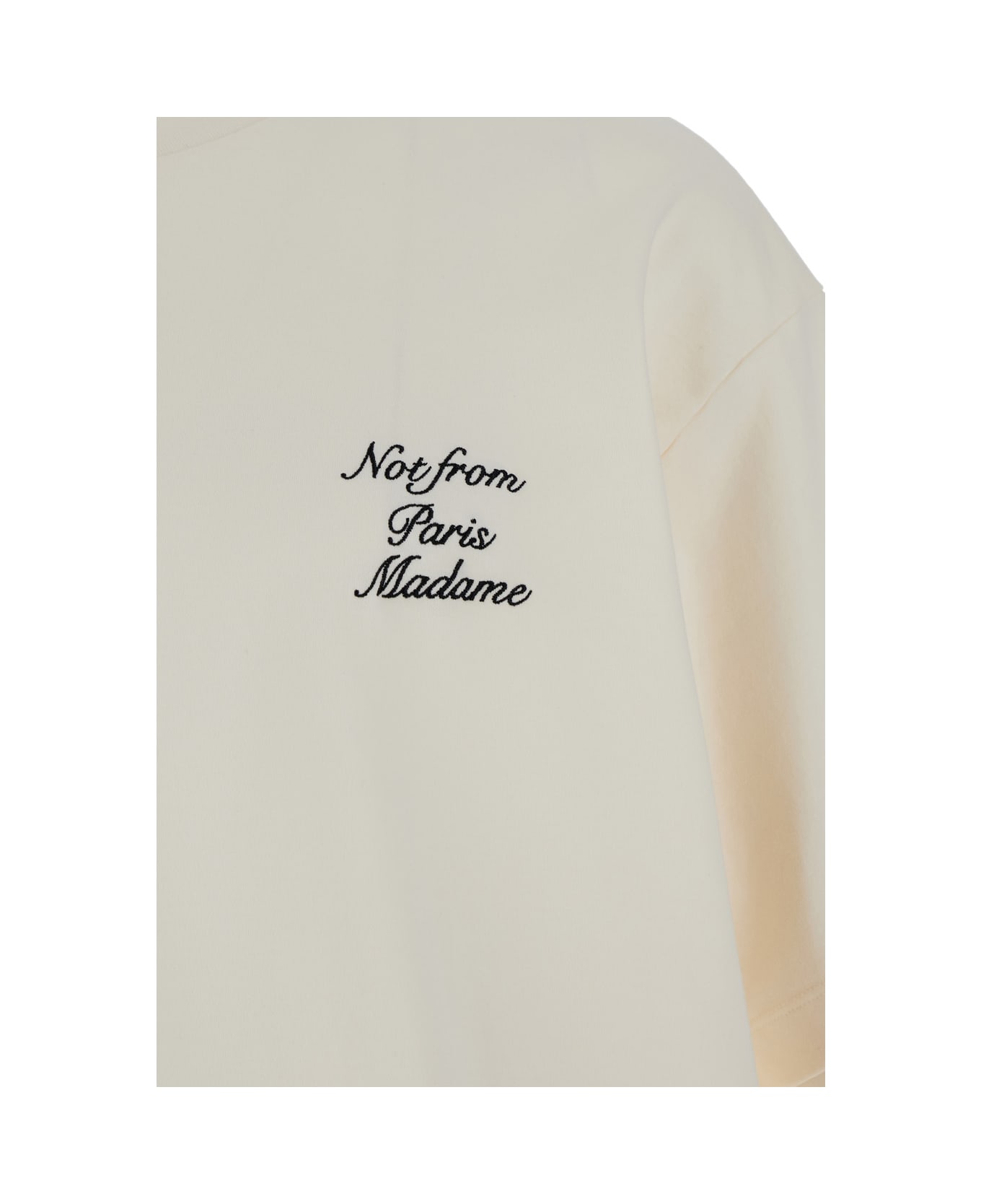 Drôle de Monsieur White Crew Neck T-shirt With Print In Cotton Man - White