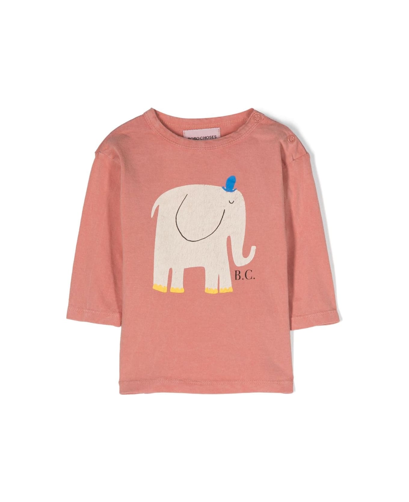 Bobo Choses Baby The Elephant Long Sleeve T-shirt - Salmon Pink