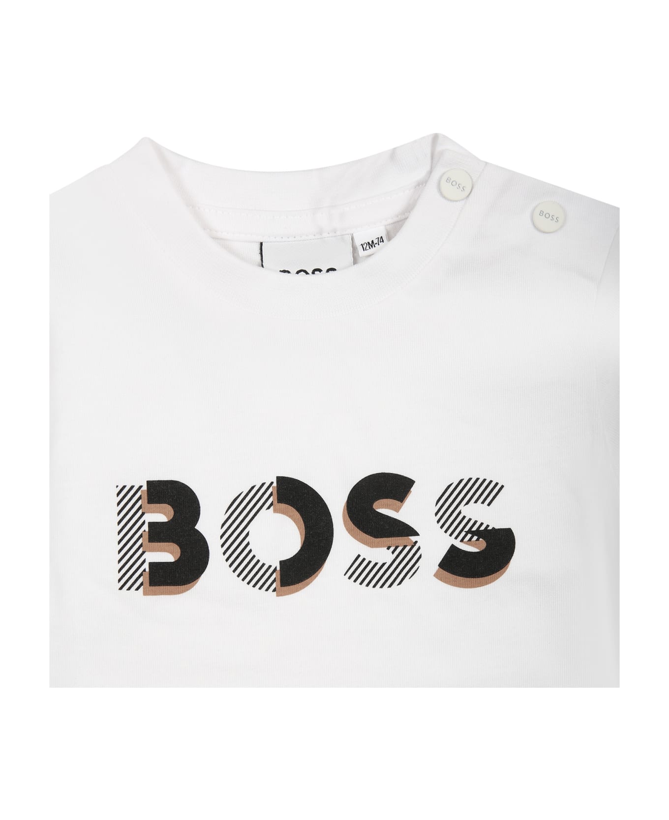 Hugo Boss White T-shirt For Baby Boy With Logo - White