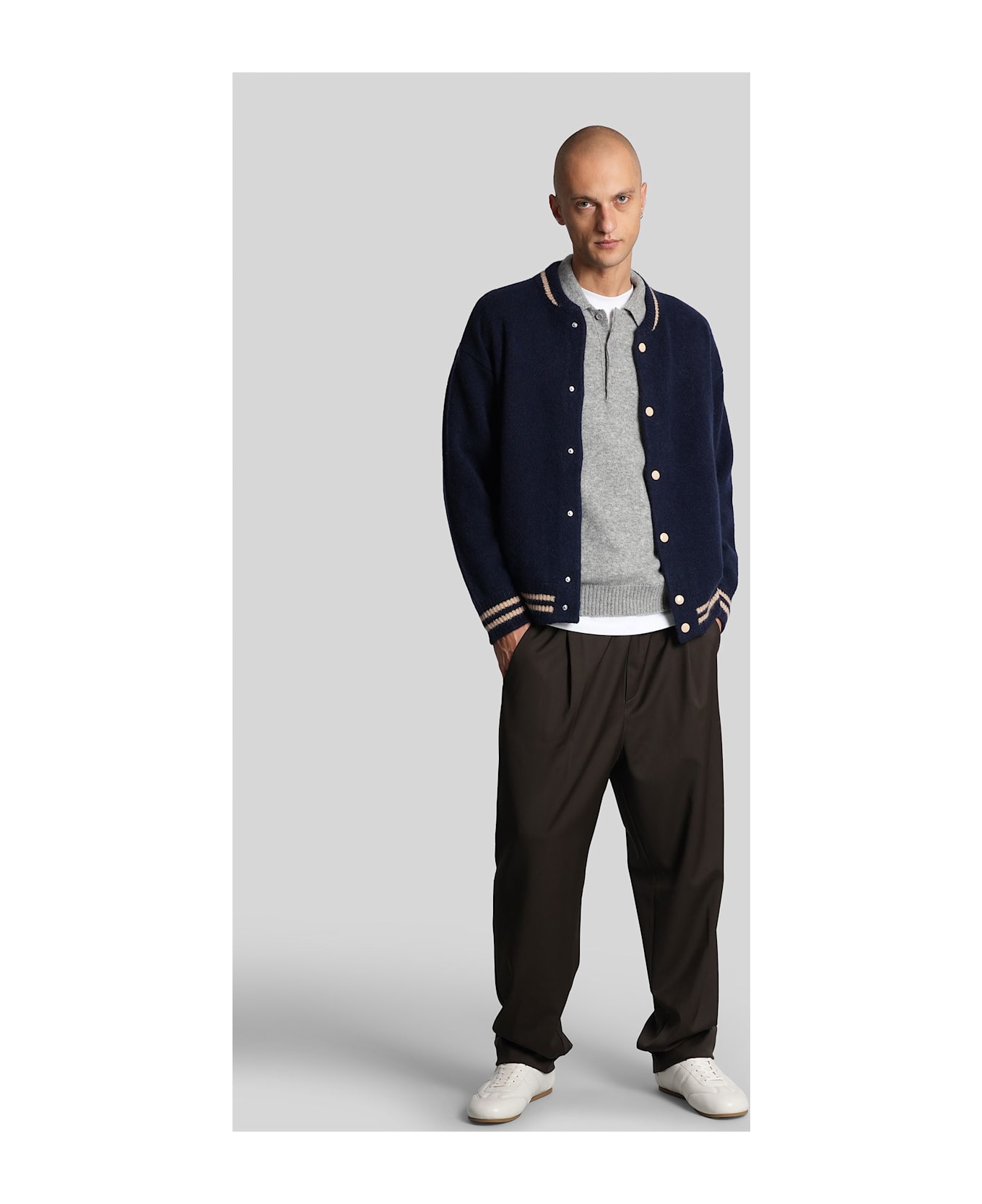 Laneus Bomber Jacket In Blue Cashmere - blue