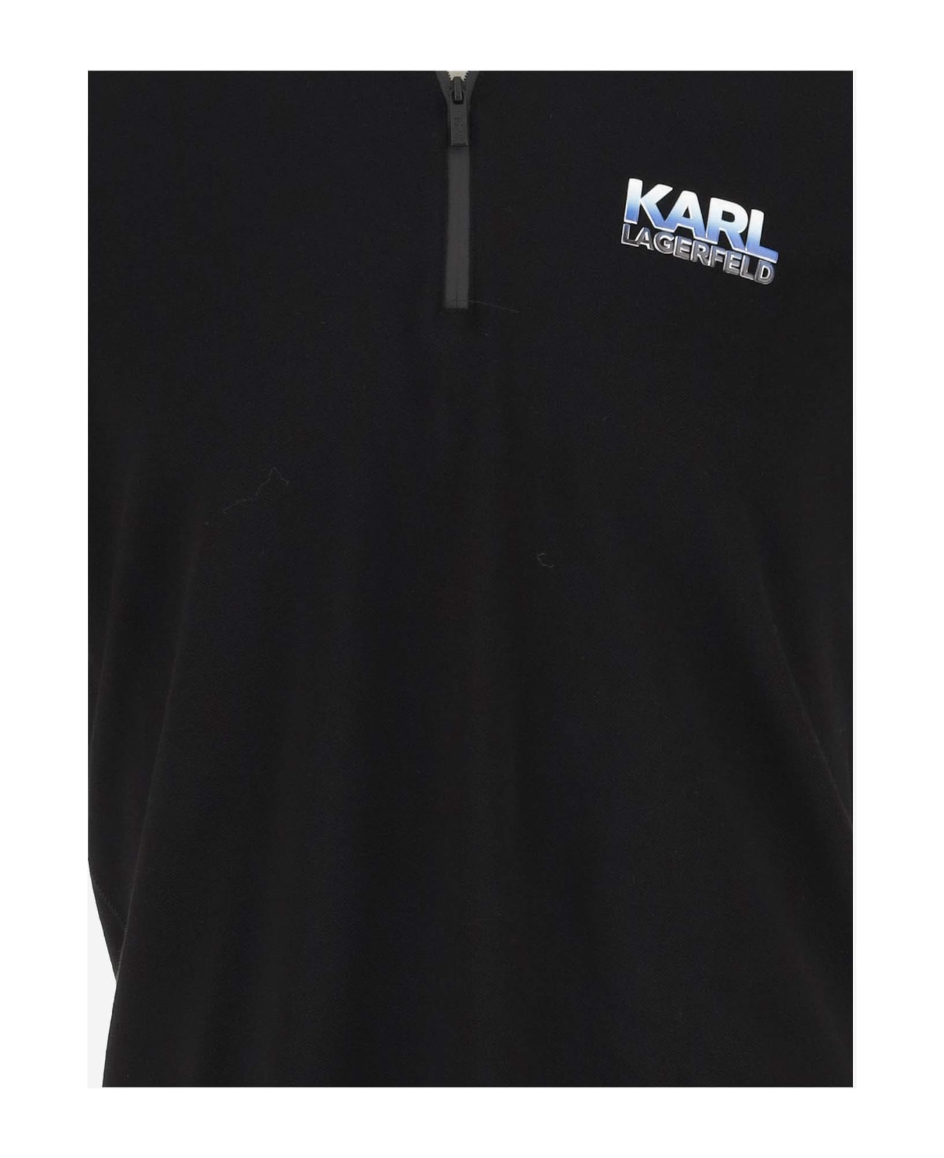 Karl Lagerfeld Stretch Cotton Polo Shirt With Logo - Black ポロシャツ