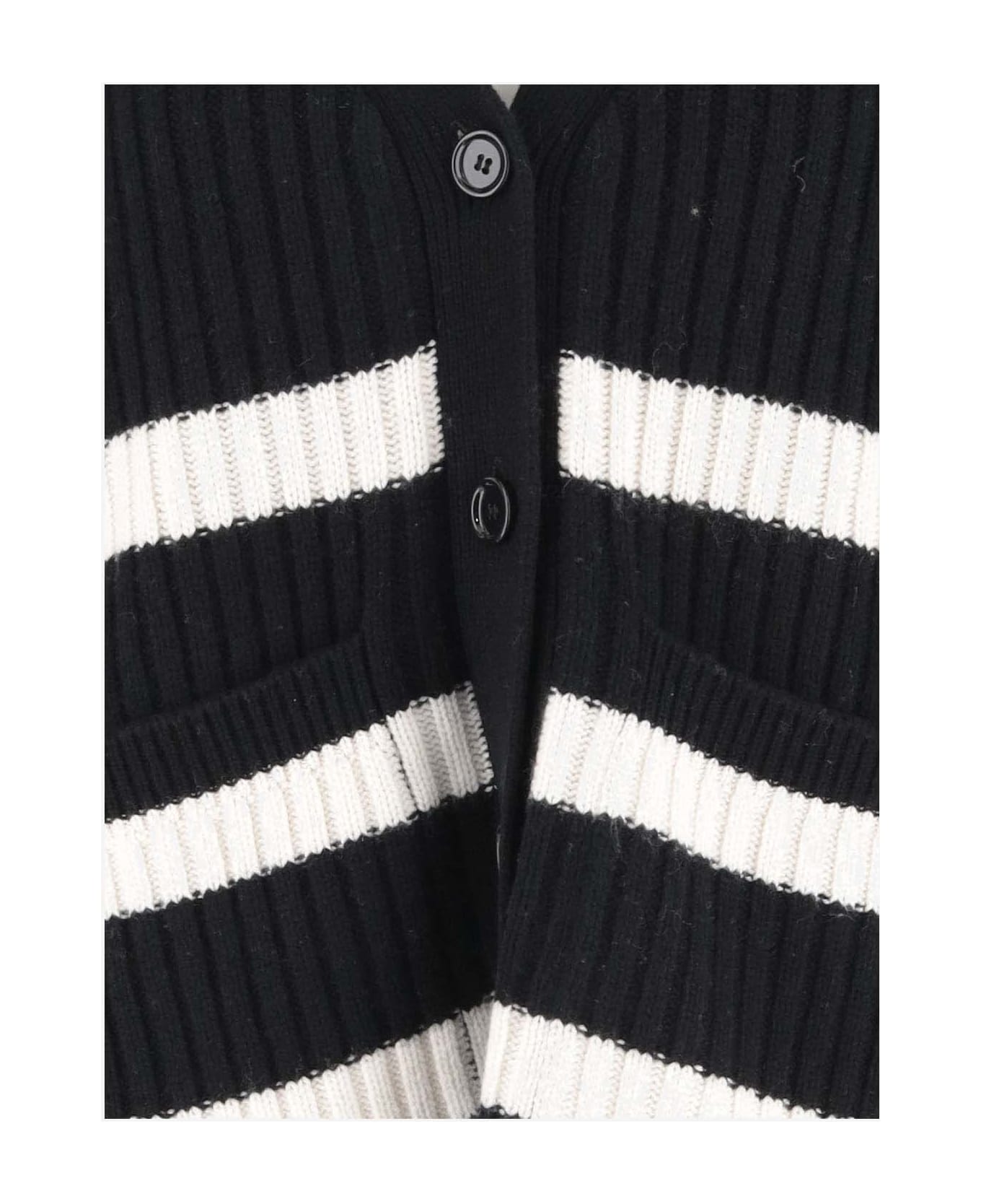 Allude Cardigan Made Of Wool Blend With Striped Pattern - Red