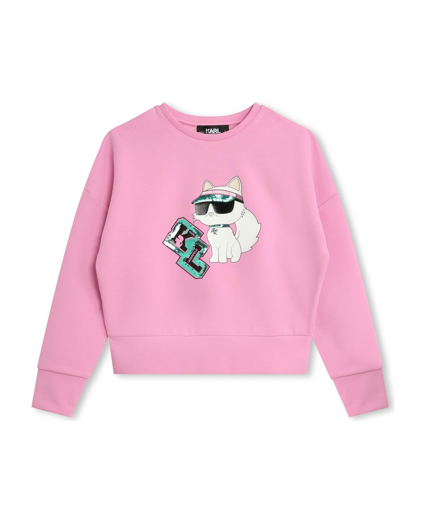 Karl Lagerfeld Kids Felpa Con Stampa - Pink ニットウェア＆スウェットシャツ