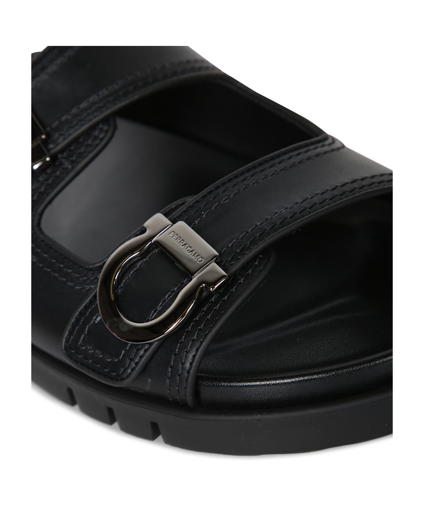 Ferragamo Gancino Black Sandal - Black