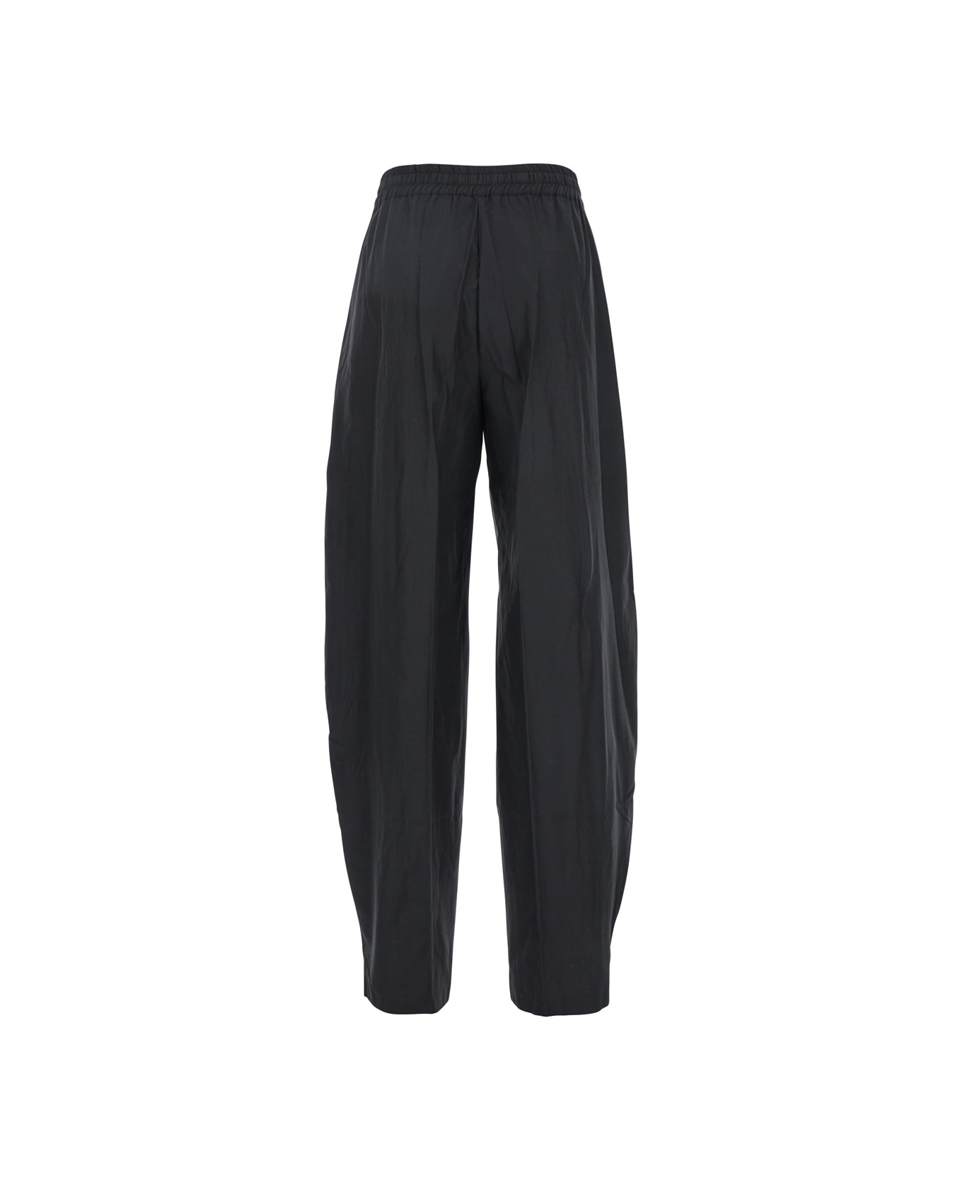 The Andamane Black Pants With Cannon Pleats And Elastic Waist With Drawstring In Cotton Blend Woman - Black