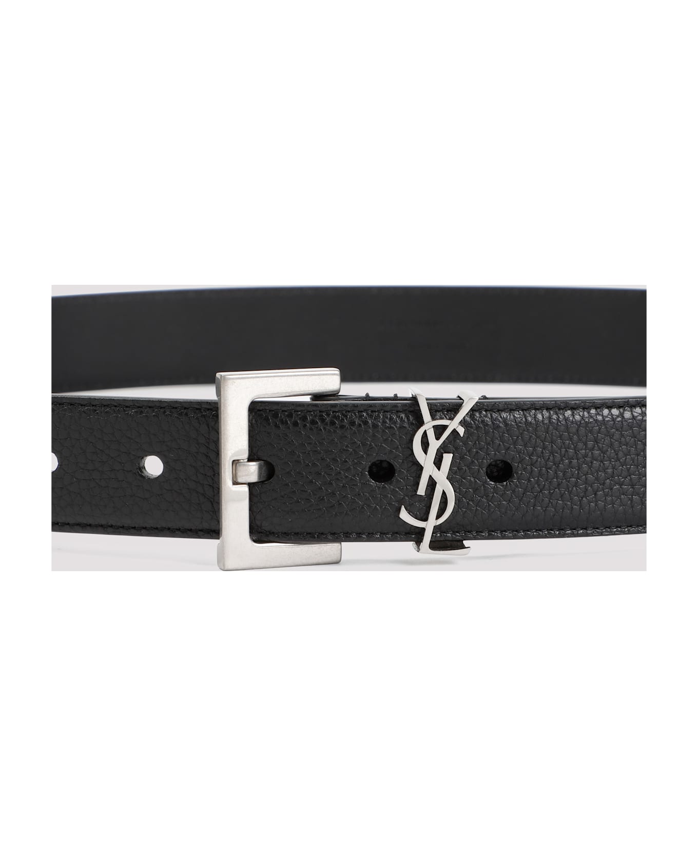 Saint Laurent Grained Calf Leather Belt - Nero