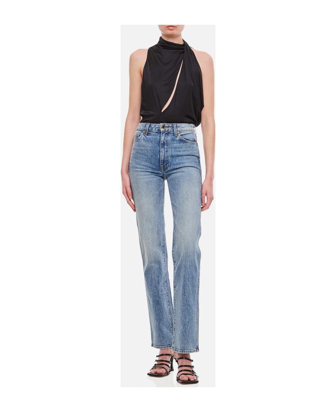 Khaite Danielle High Waisted Cotton Jeans - Blue