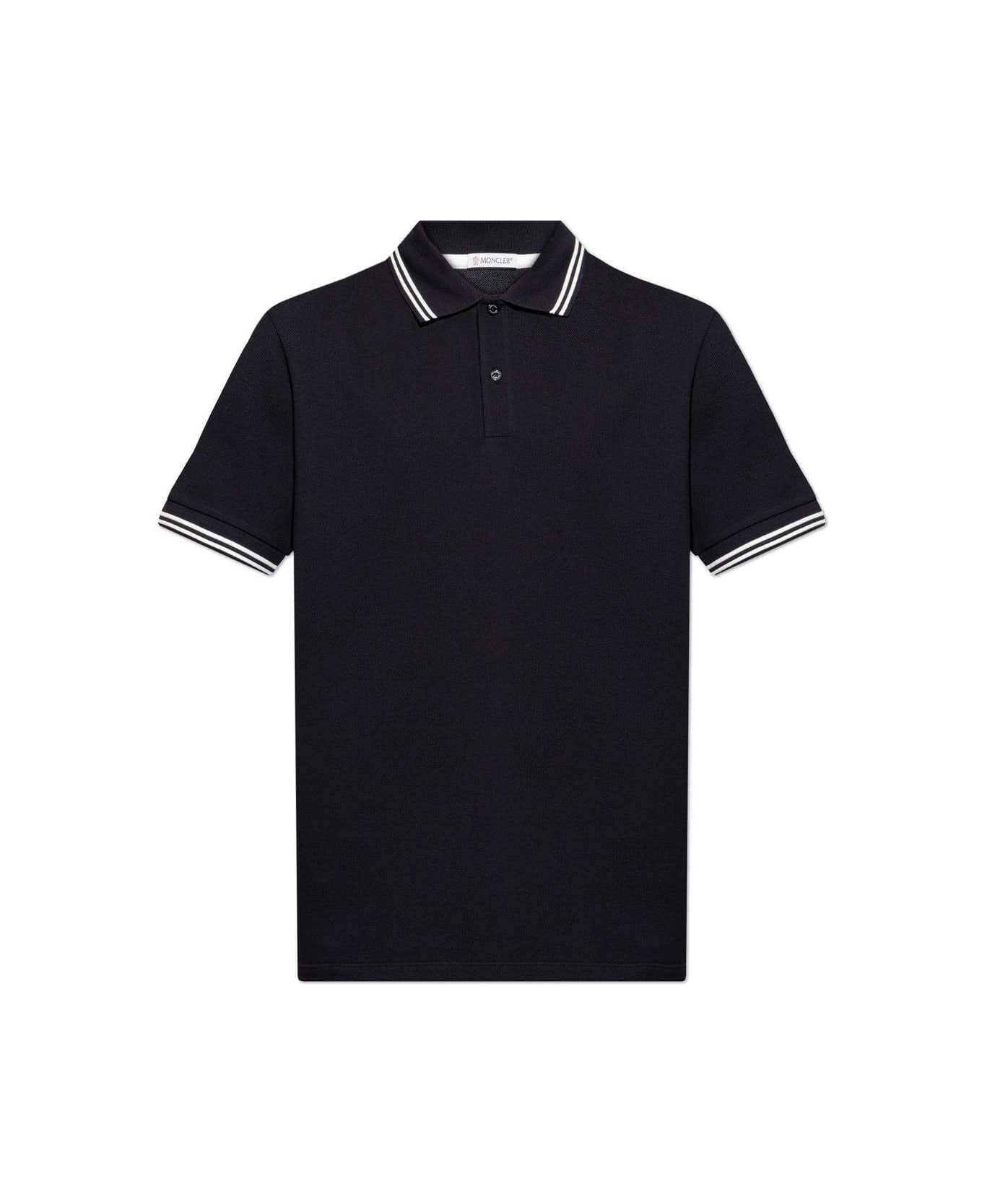 Moncler Logo Patch Short-sleeved Polo Shirt - Blue
