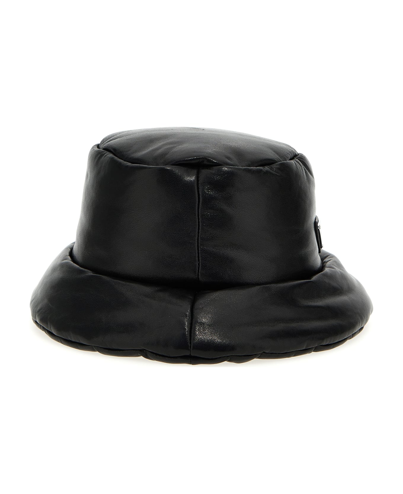 Prada Leather Logo Hat - Black