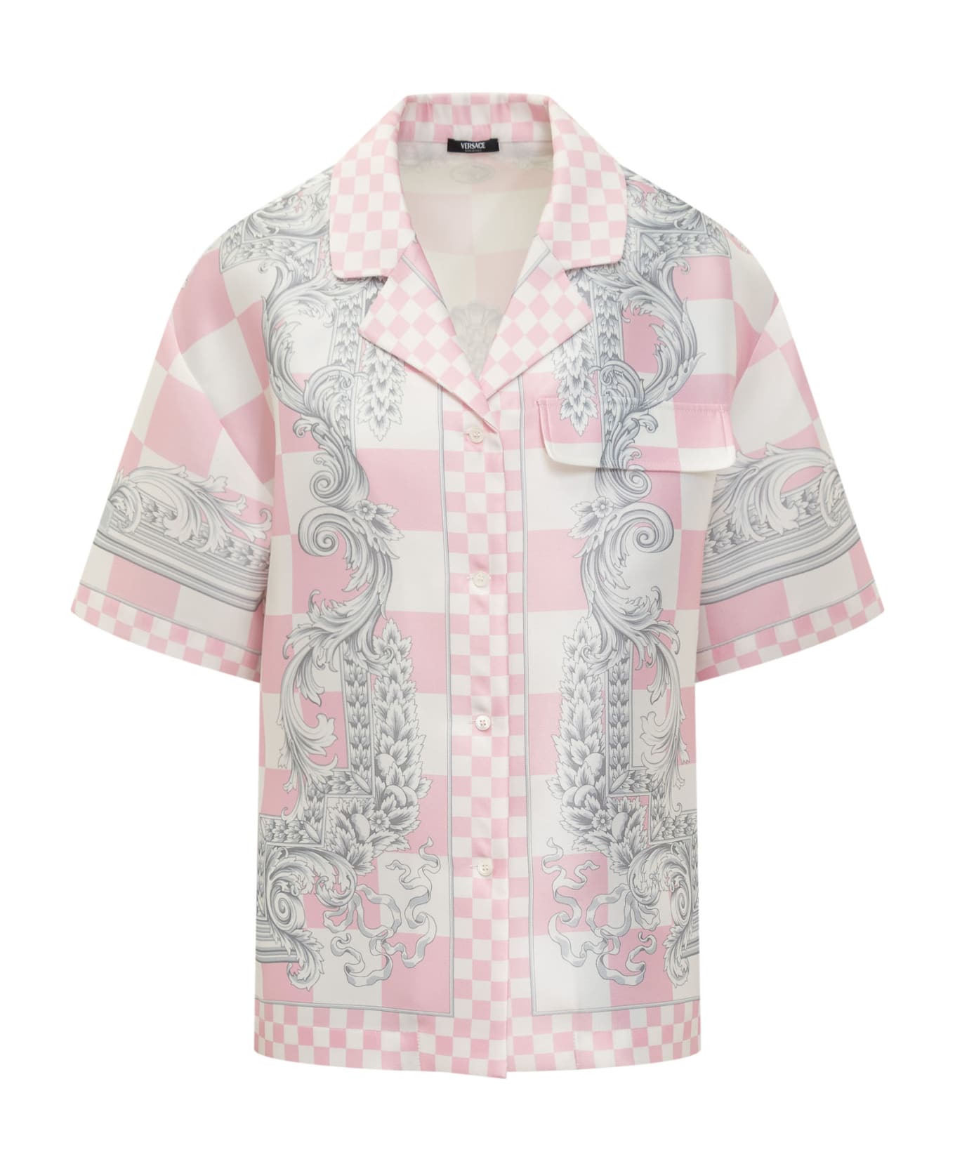 Versace Shirt With Baroque And Medusa Motif - PASTEL PINK-BIANCO-SILVER