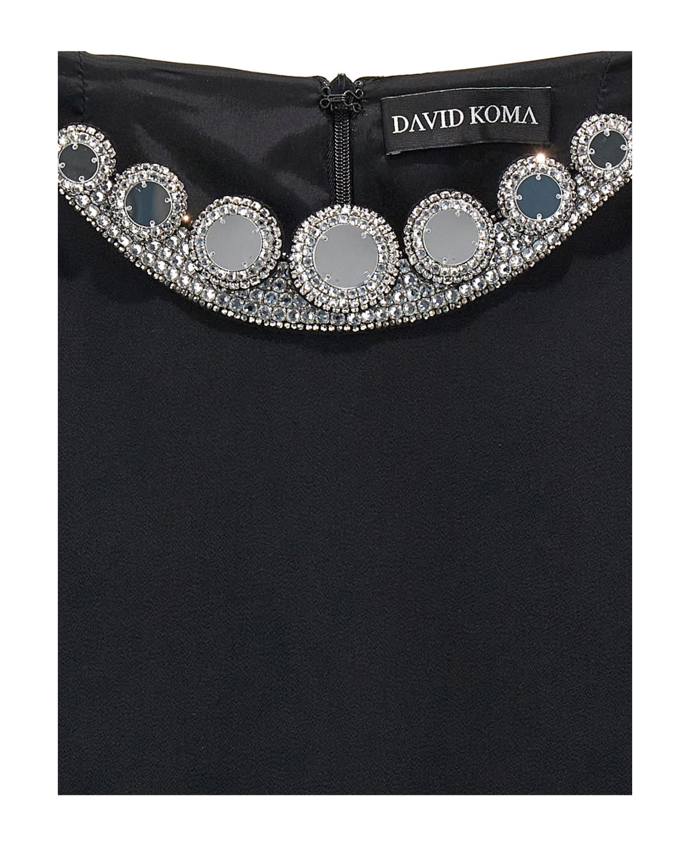 David Koma 'puffer Circle Embroidery' Skirt - Black  