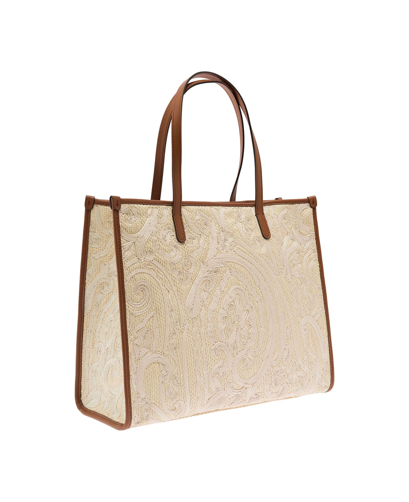 Etro // Beige & Multicolour Woven Globetrotter Tote Bag – VSP Consignment