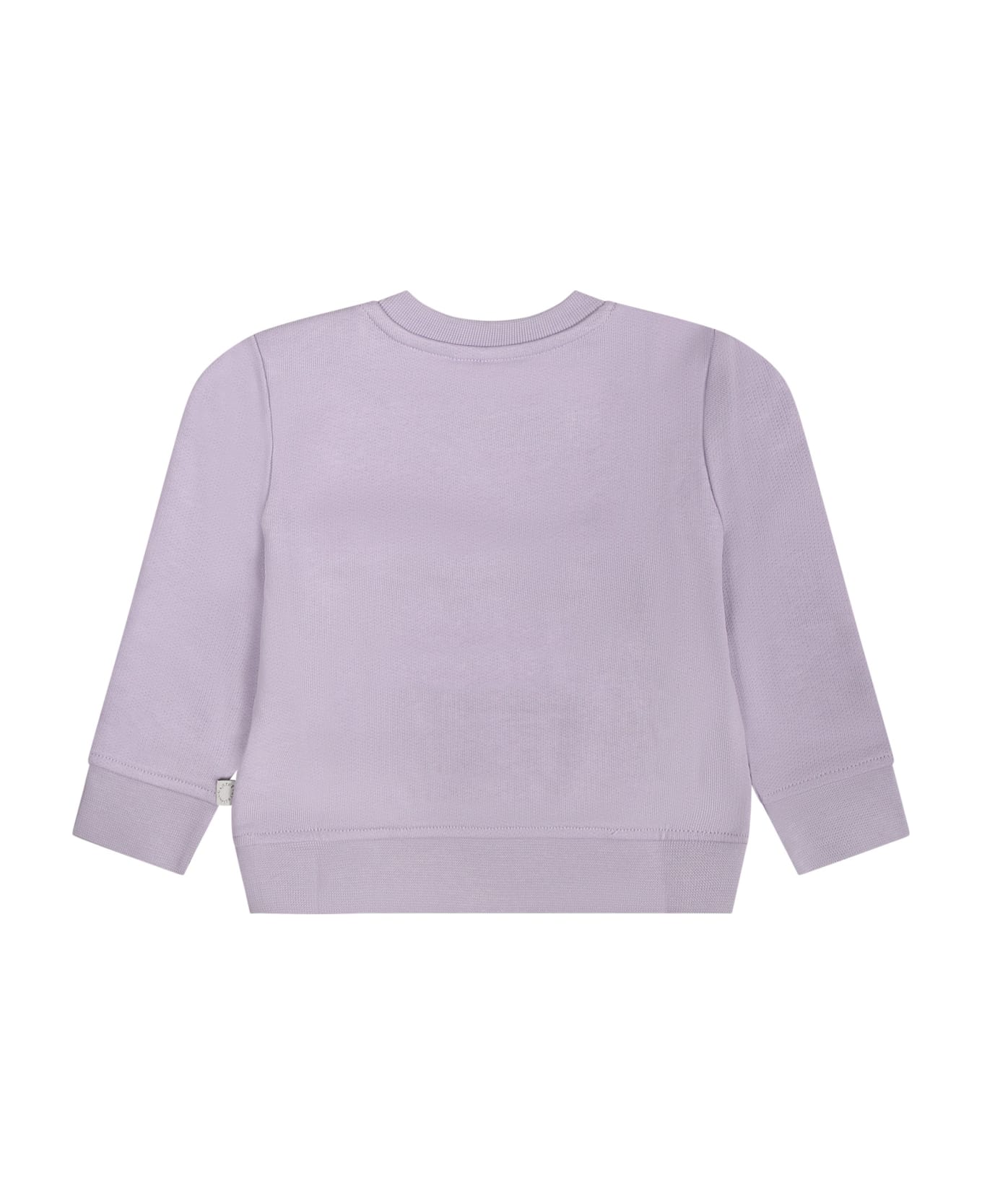 Stella McCartney Kids Purple Sweatshirt For Baby Girl With Smiley And Shells - Violet