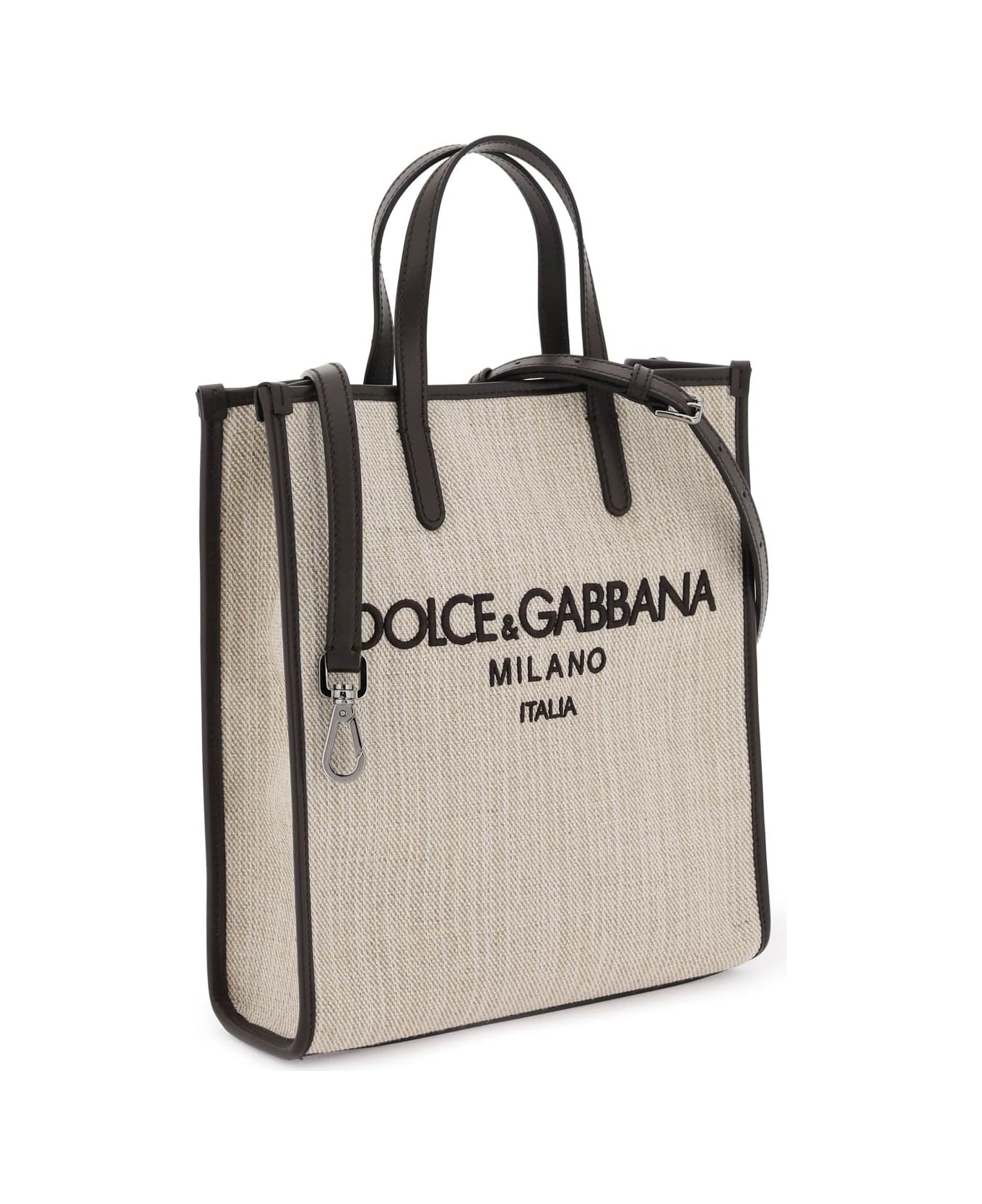 Dolce & Gabbana Textured Canvas Tote Bag - Beige