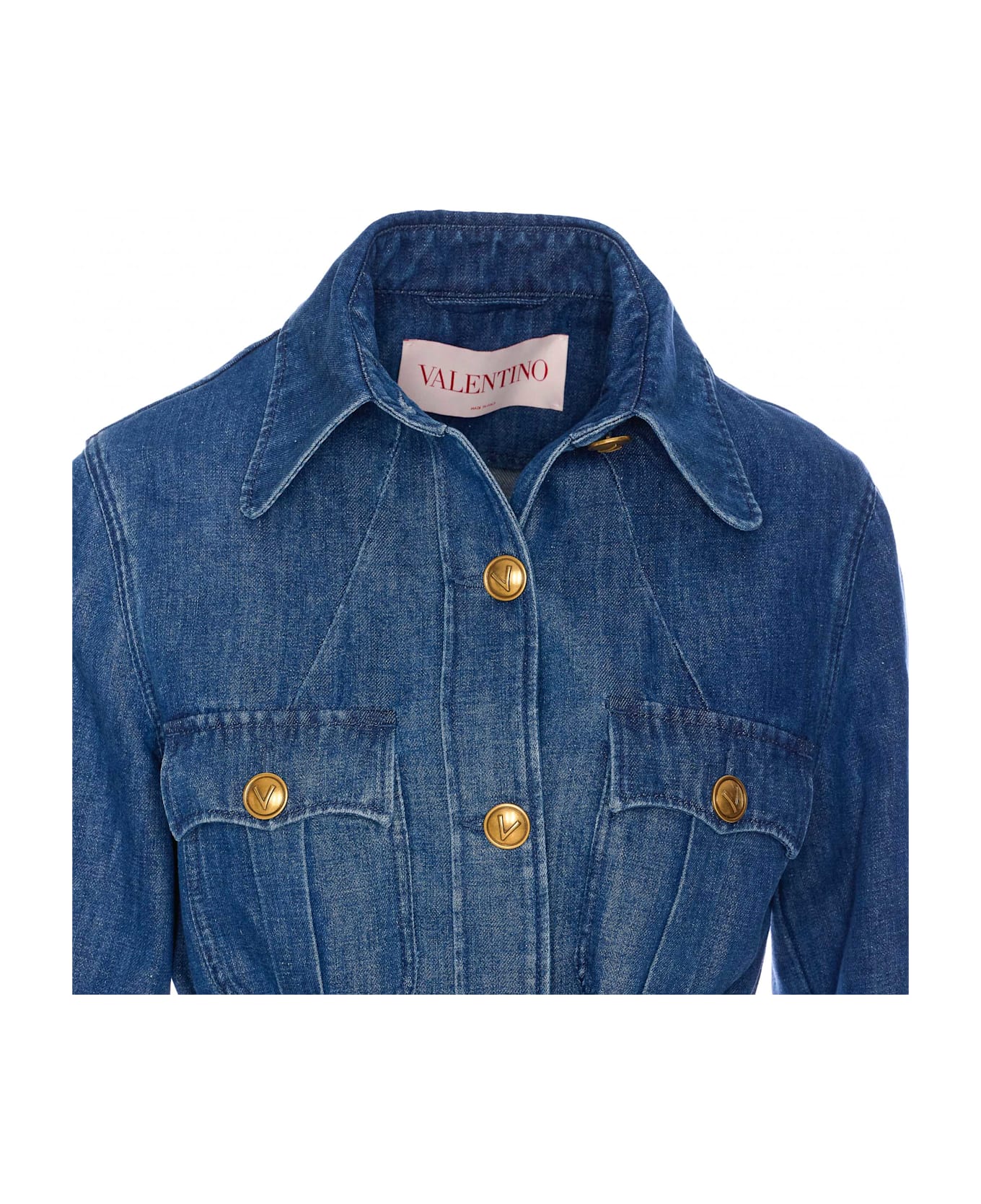Valentino Garavani Solid Sahariana In Denim - Blue