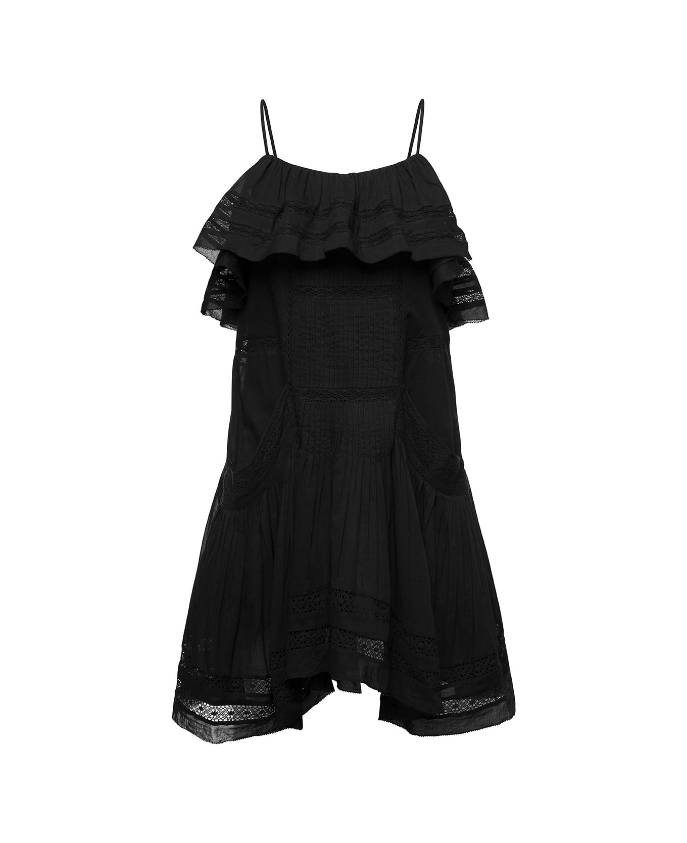 Isabel Marant Étoile Black Tiered Sleeveless Minidress With Ruffles In Cotton Woman - Black