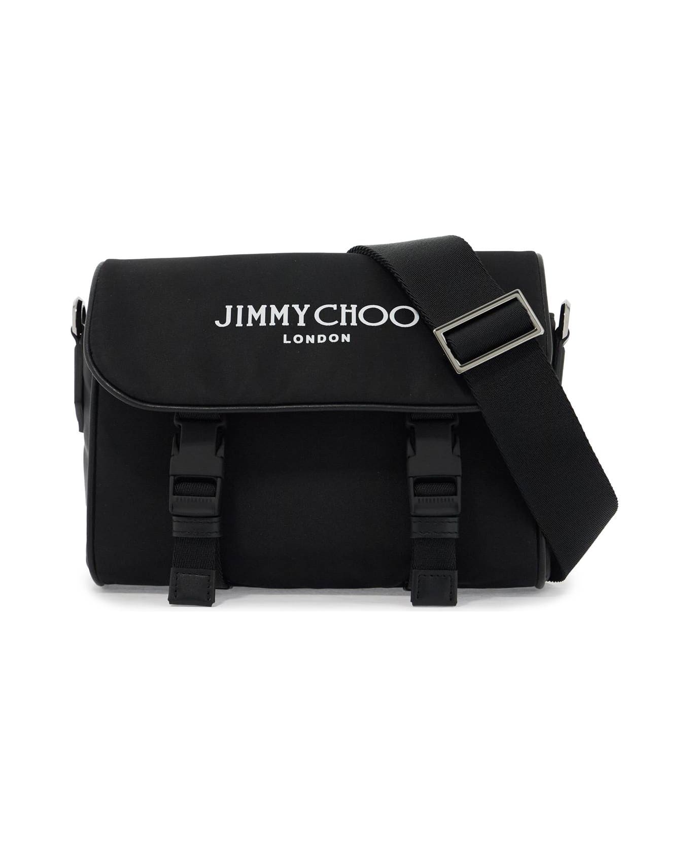 Jimmy Choo Nylon Crossbody Bag Eli With Shoulder - BLACK LATTE GUNMETAL (Black)