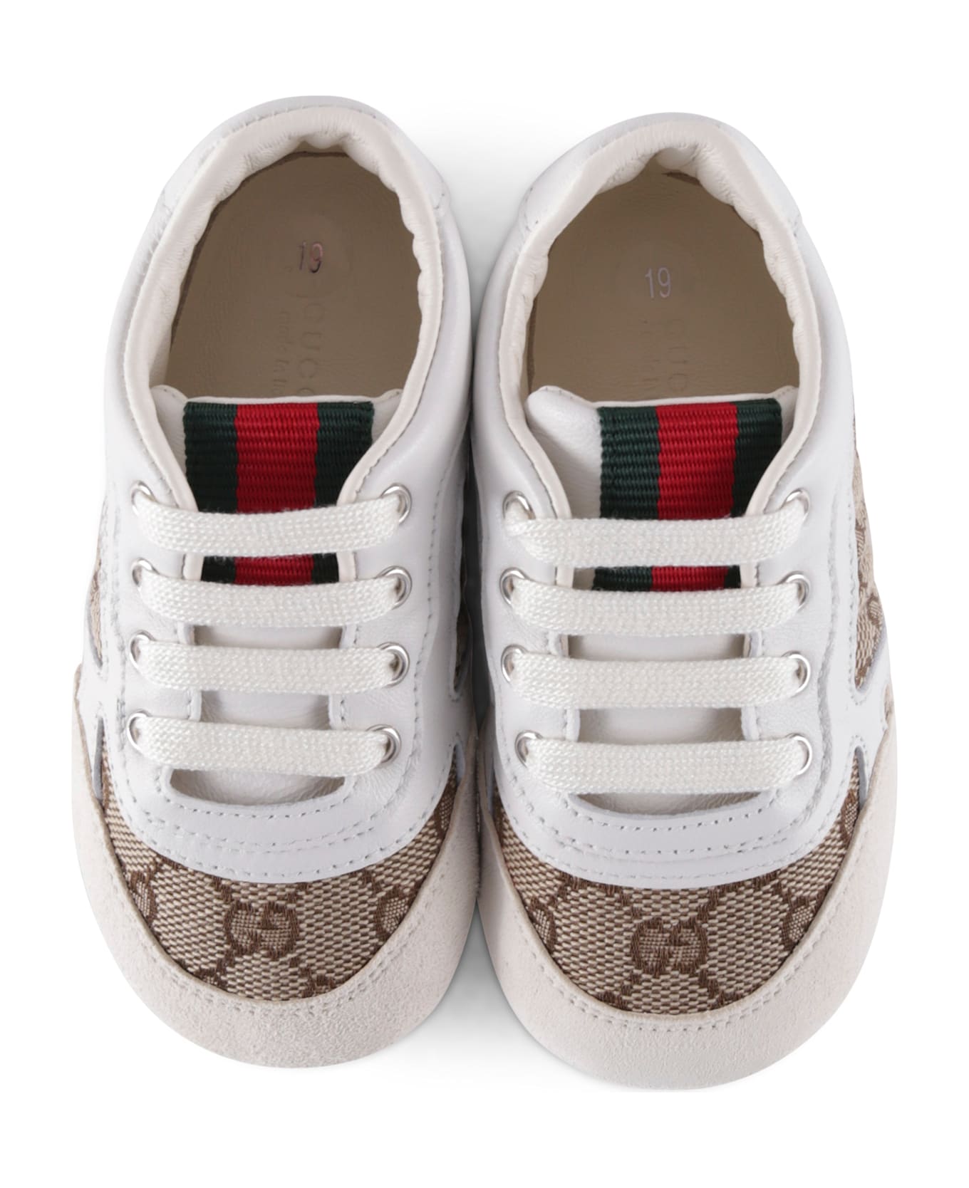 Gucci White Re-web For Babykids With Logo - Beige