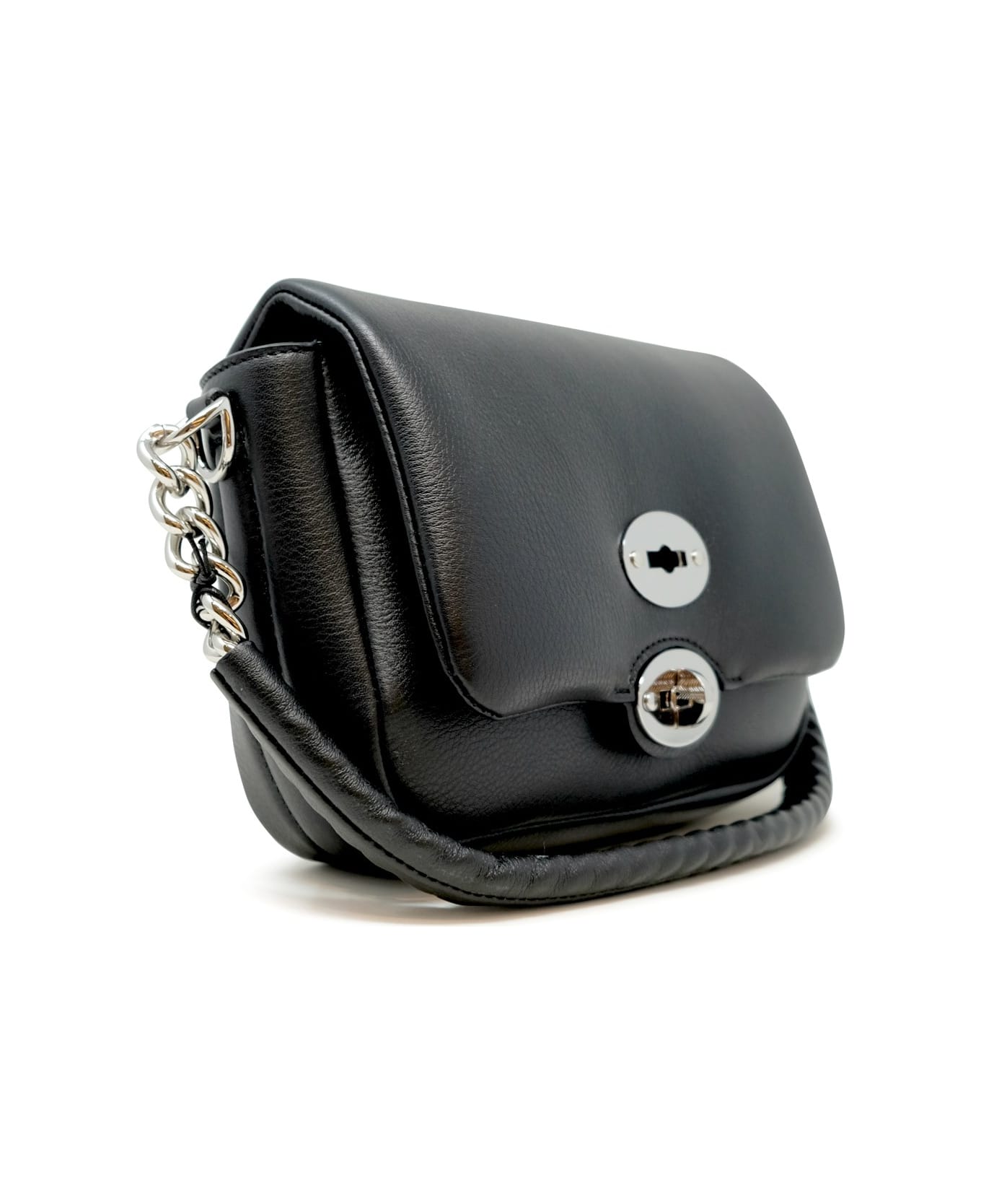 Zanellato 068740-1130000-z0001 Black Postina Ella Piuma Chain Leather Bag - BLACK