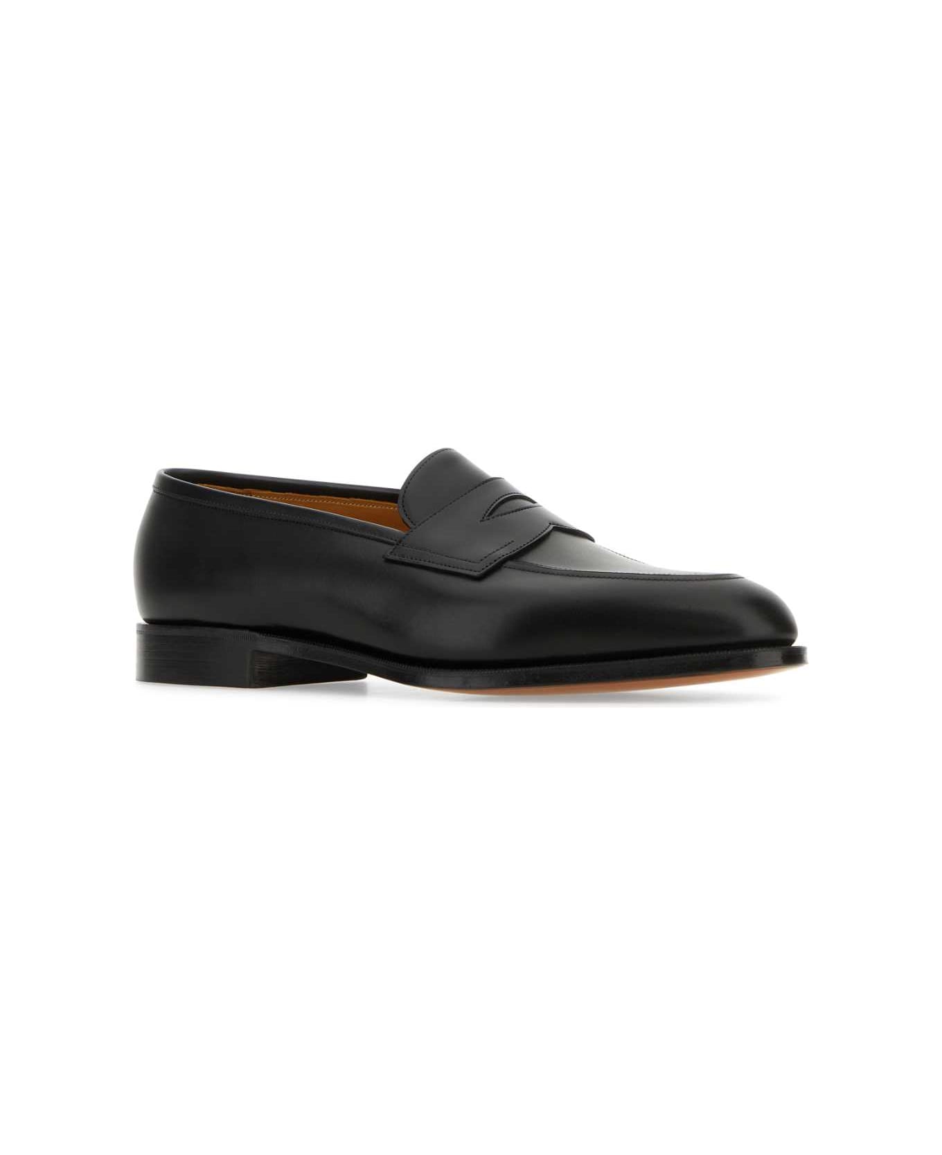 Edward Green Black Leather Piccadilly Loafers - BLACKCALF