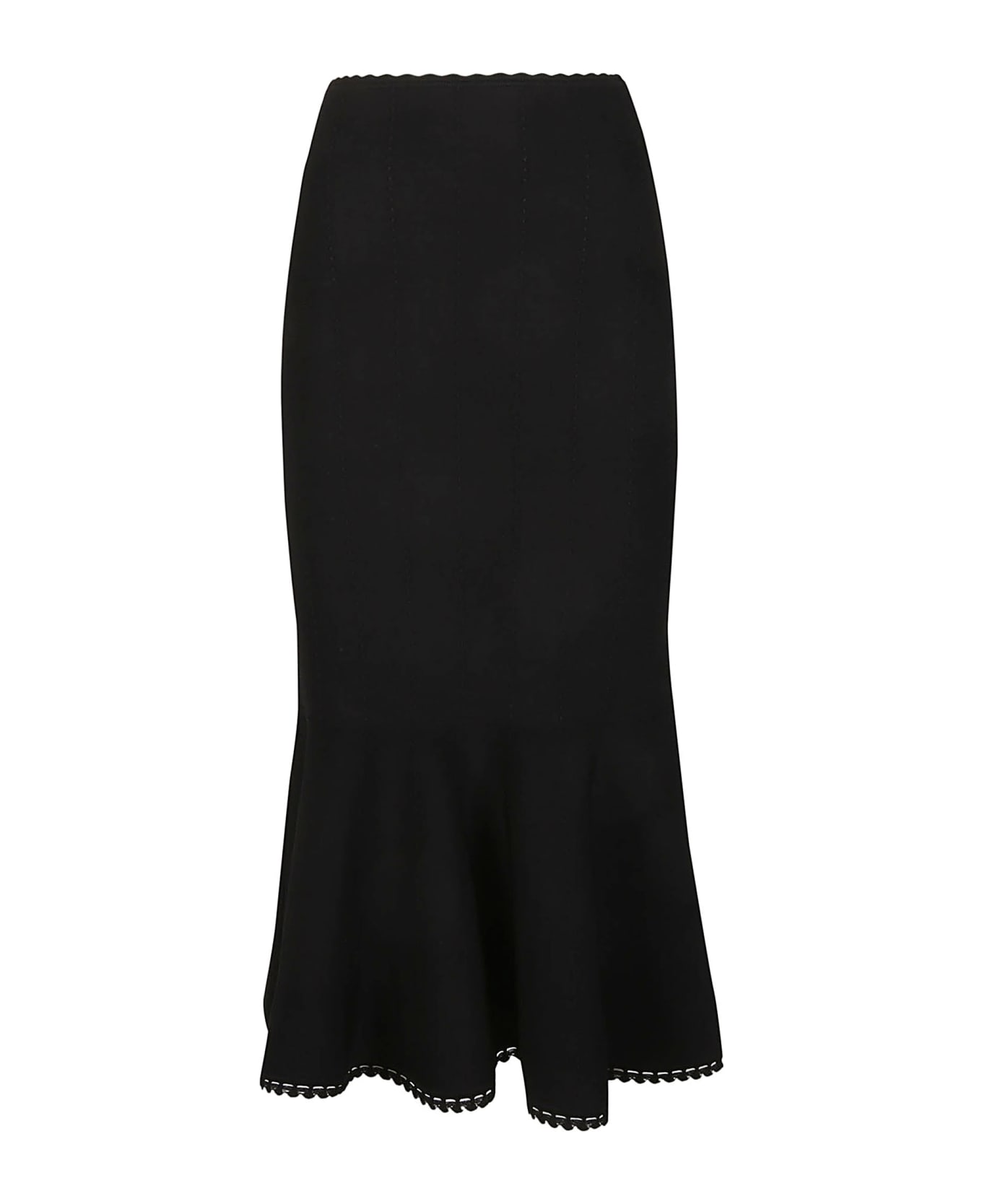 Victoria Beckham Scallop Trim Flared Skirt - Black