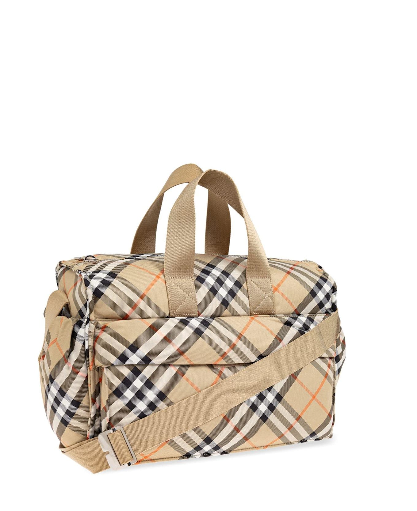 Burberry Zipped Checked Changing Bag - Beige