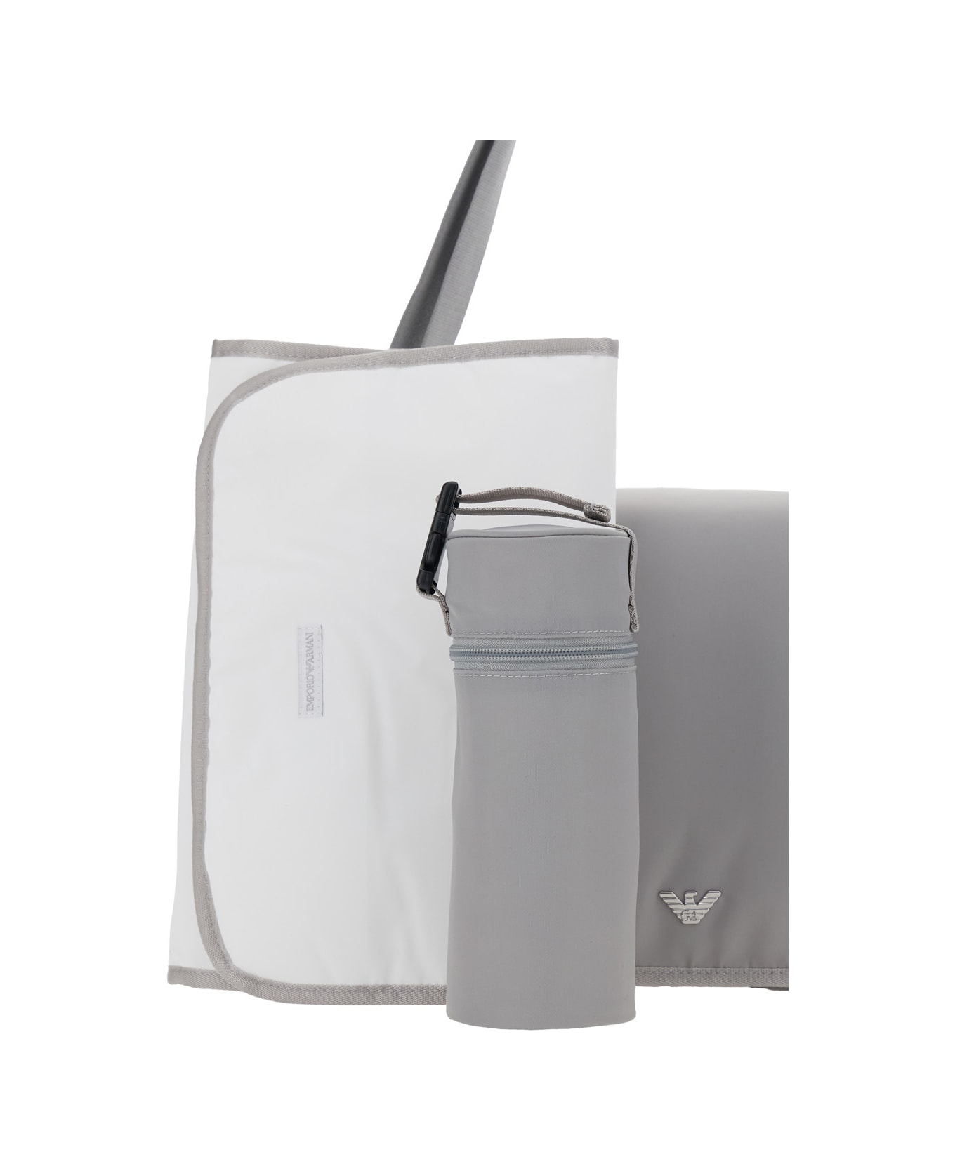 Emporio Armani 'mummy' Grey Crossbody Bag With Metallic Logo Plaque On The Front In Fabric Baby - Grey アクセサリー＆ギフト