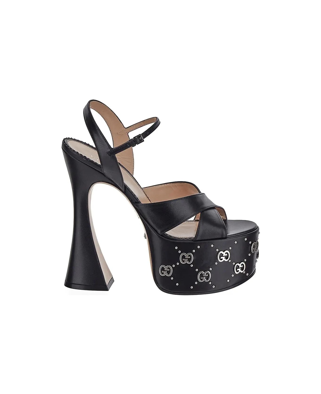 Gucci Leather Platform Sandals - Black