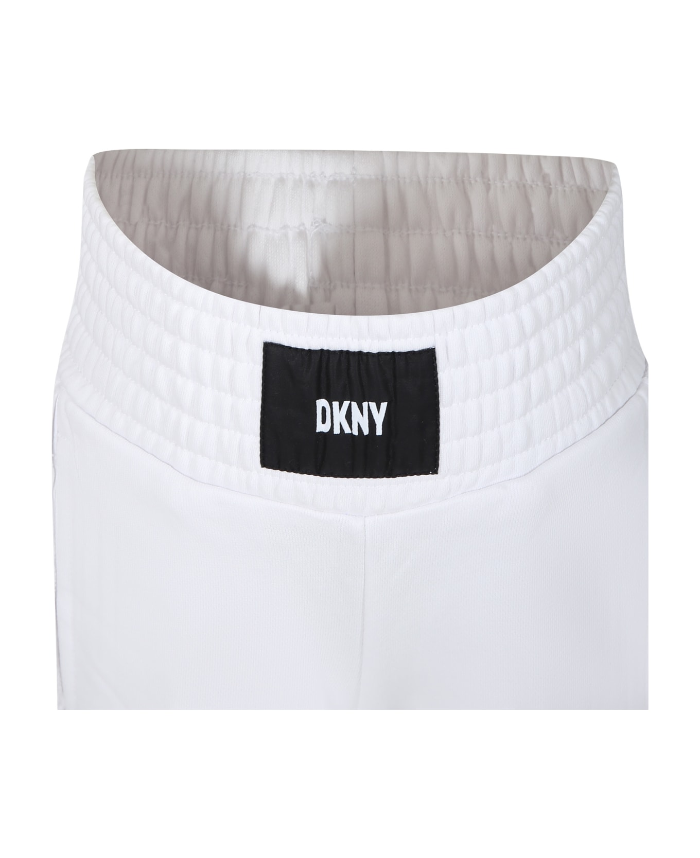 DKNY White Casual Shorts For Girl With Logo - White