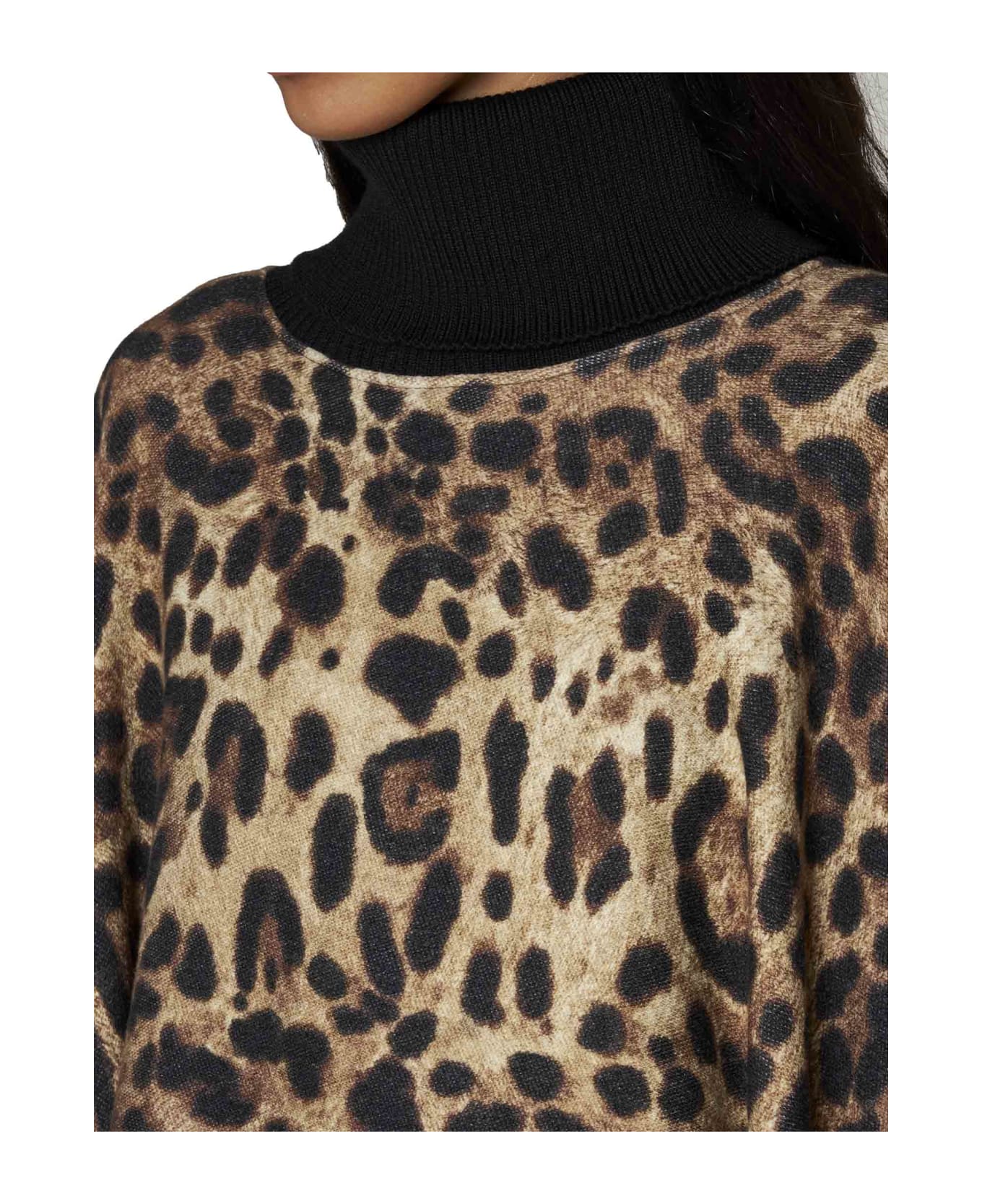 Dolce & Gabbana Leopard Printed Fringed Poncho - Leo コート