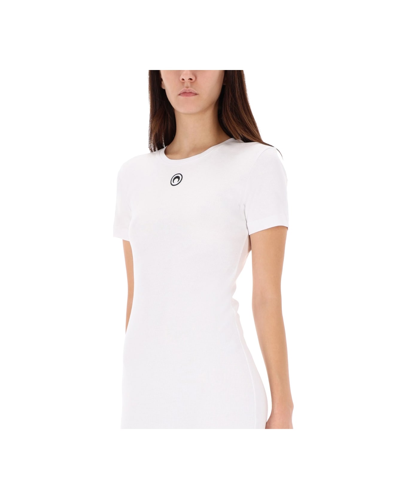 Marine Serre Midi Dress "moon" - WHITE