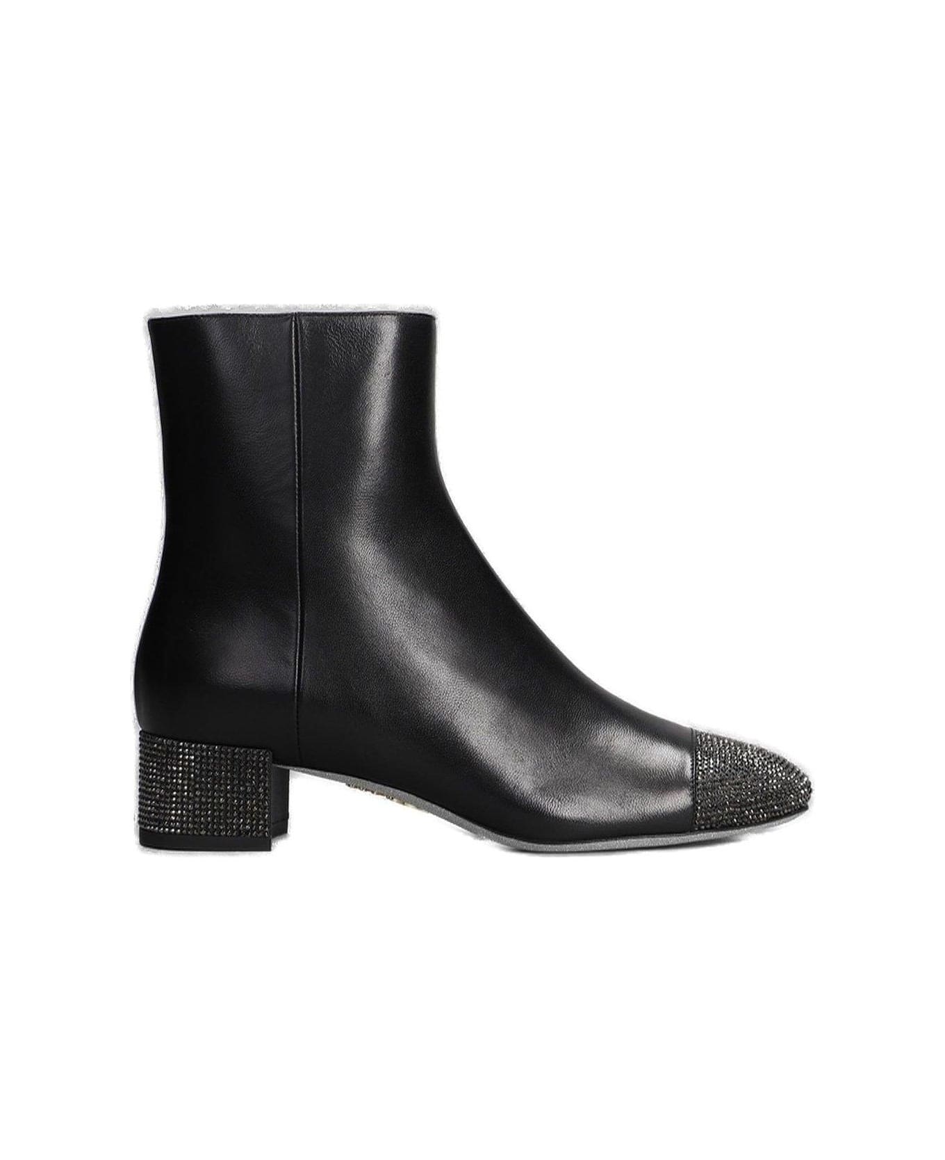 René Caovilla Bonnie Low Heeled Ankle Boots - Black
