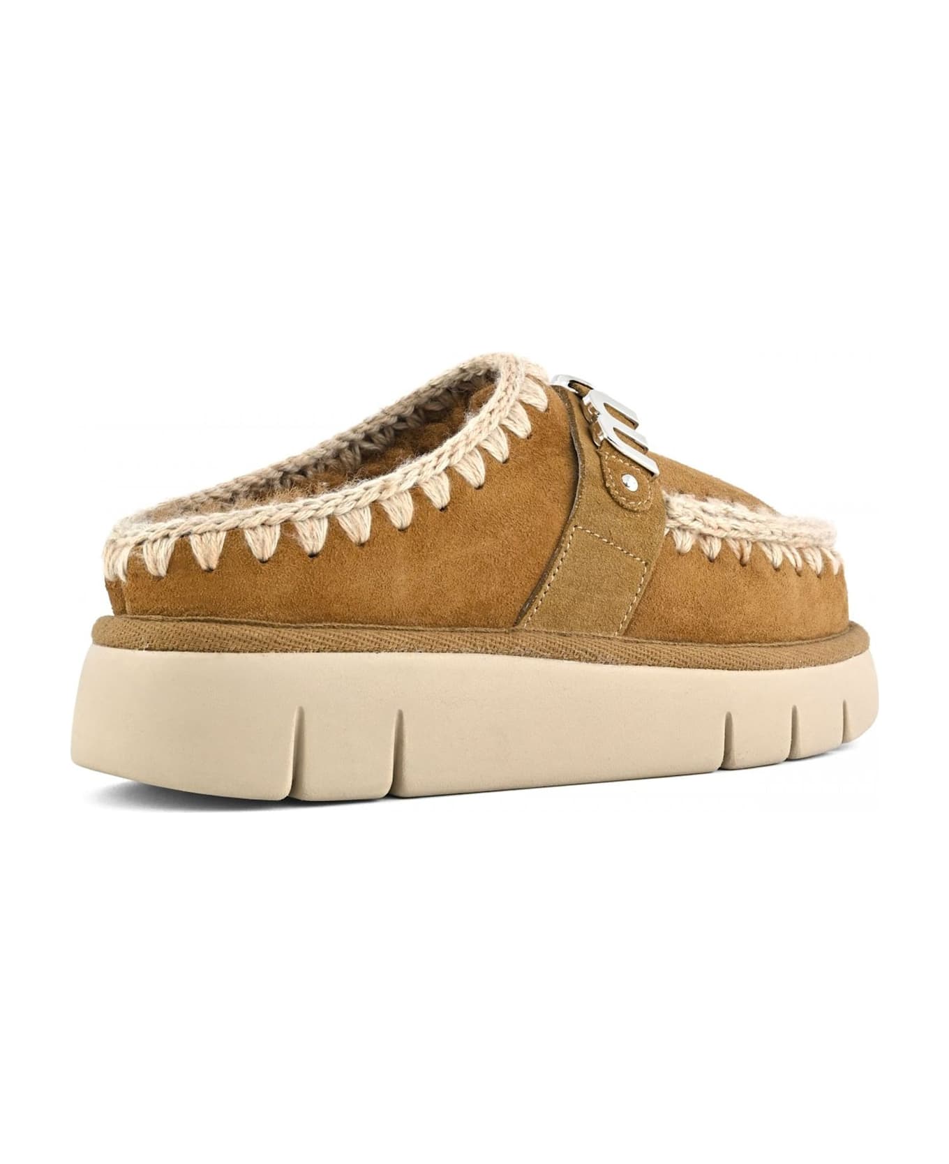 Mou Brown Double-face Sheepskin Bounce Clog - Leather Brown