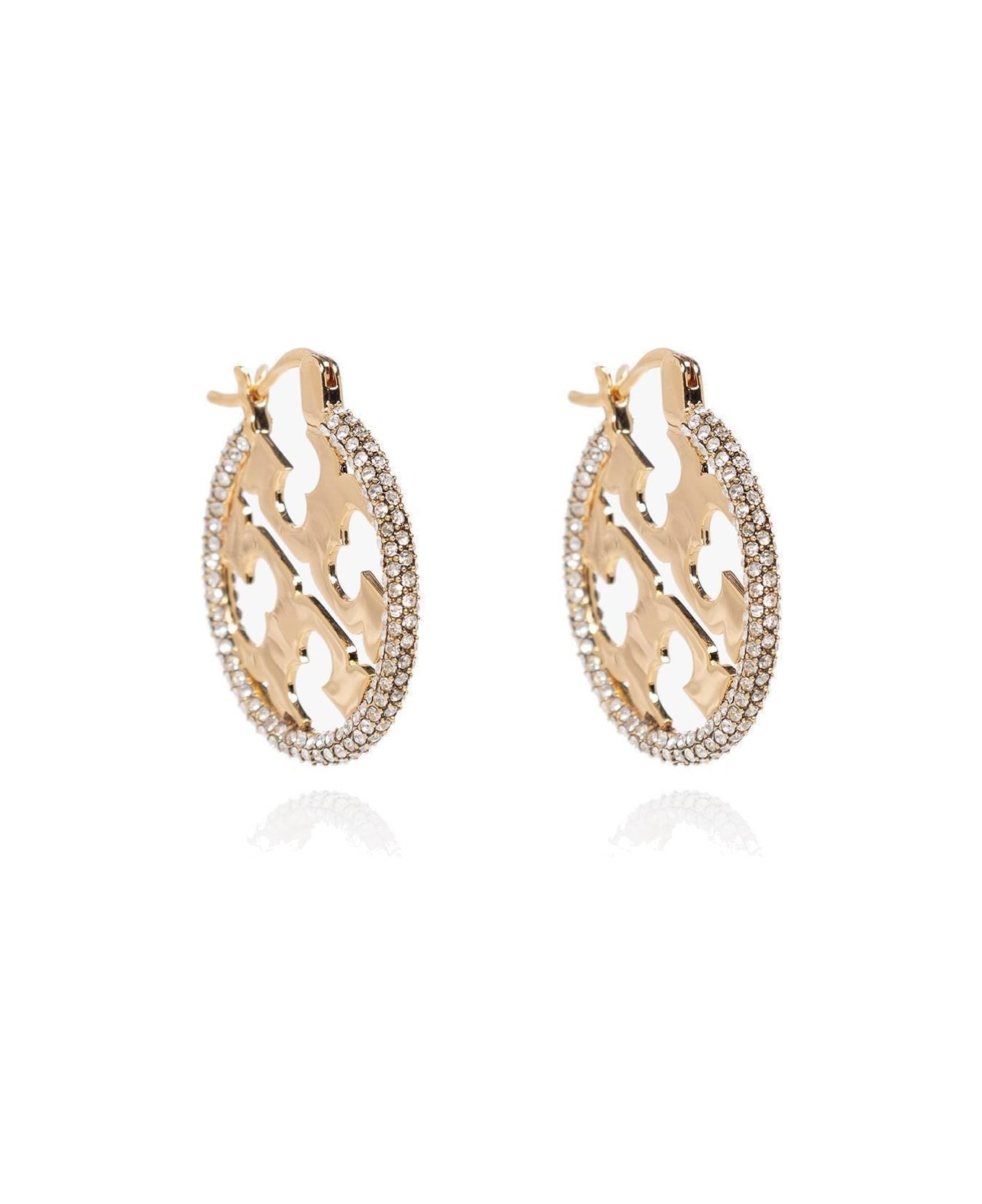 Tory Burch Miller Logo Plaque Earrings - Tory gold/crystal