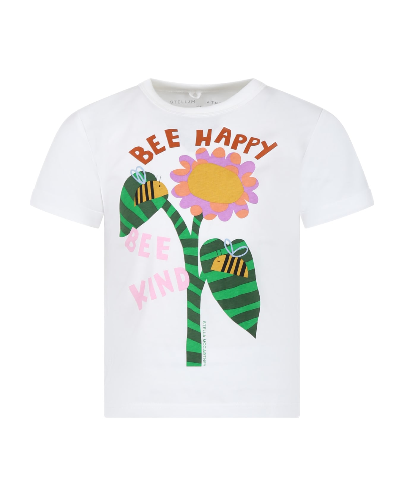 Stella McCartney Kids White T-shirt For Girl With Flower Print - White