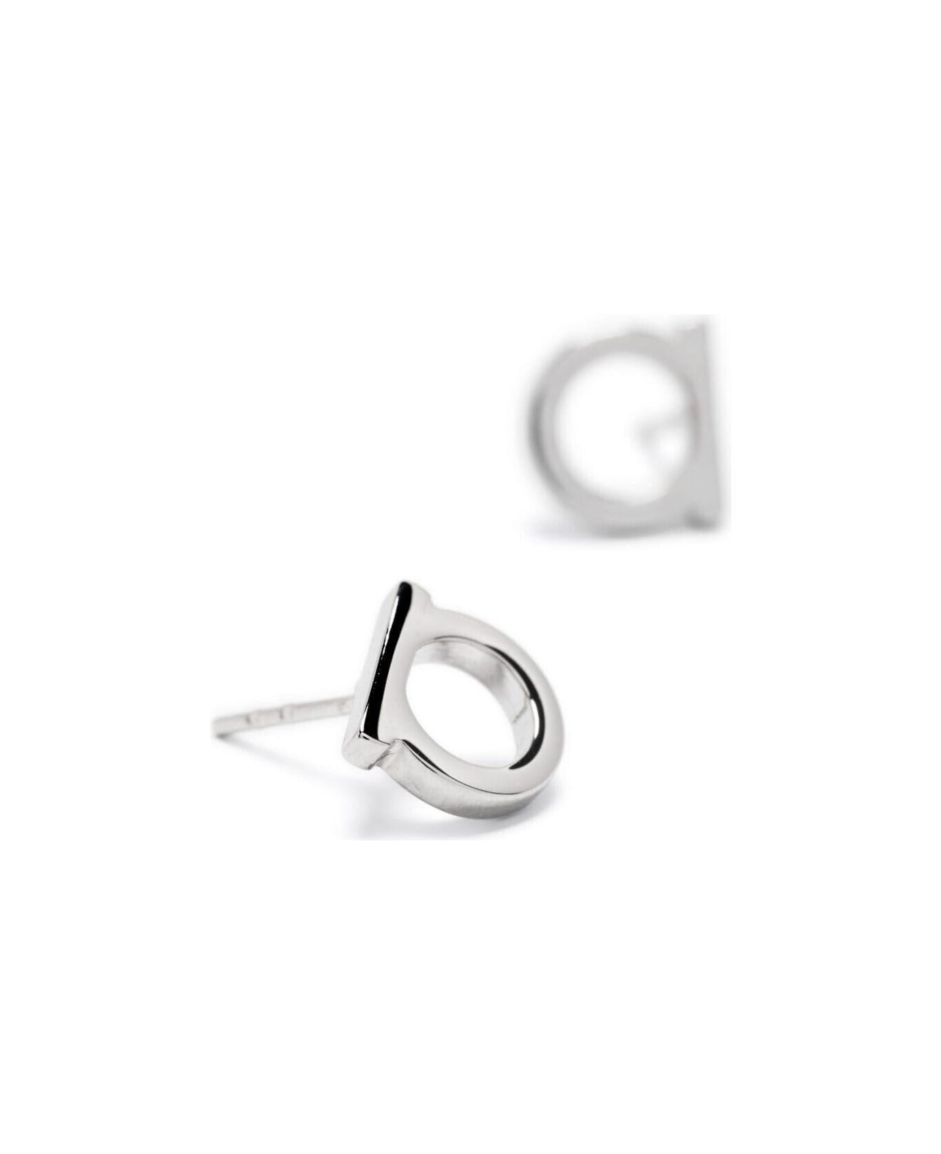 Ferragamo Silver-colored Gancini Earrings In Brass Woman - Metallic