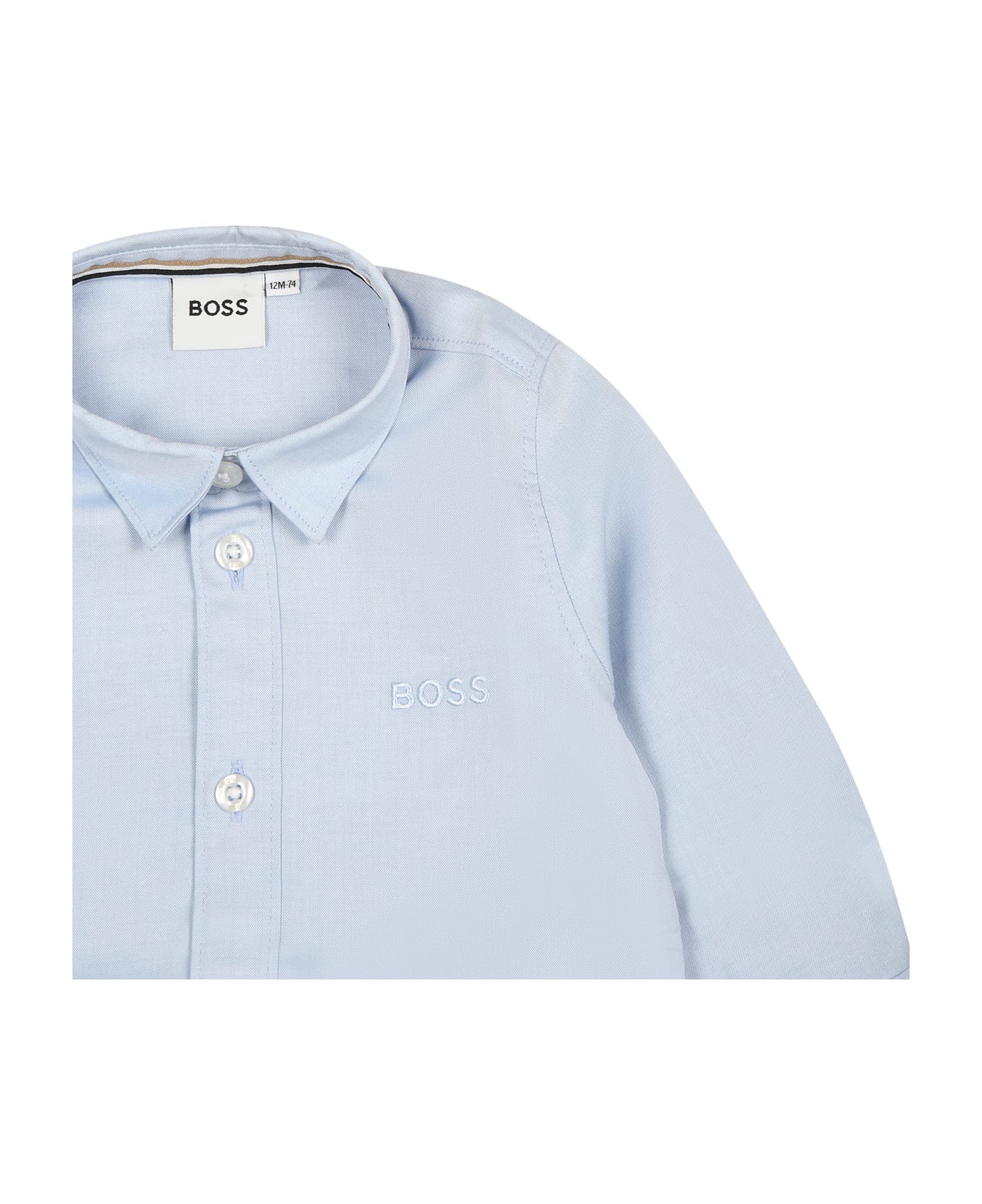Hugo Boss Light Blue Shirt For Baby Boy With Logo - Light Blue