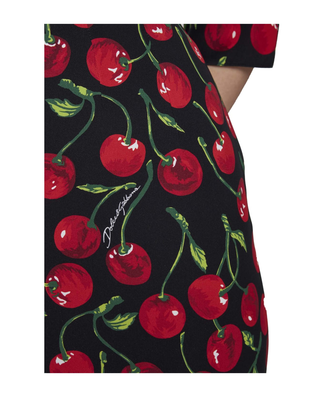 Dolce & Gabbana Cherry Print Dress - Ciliegie fdo nero ワンピース＆ドレス