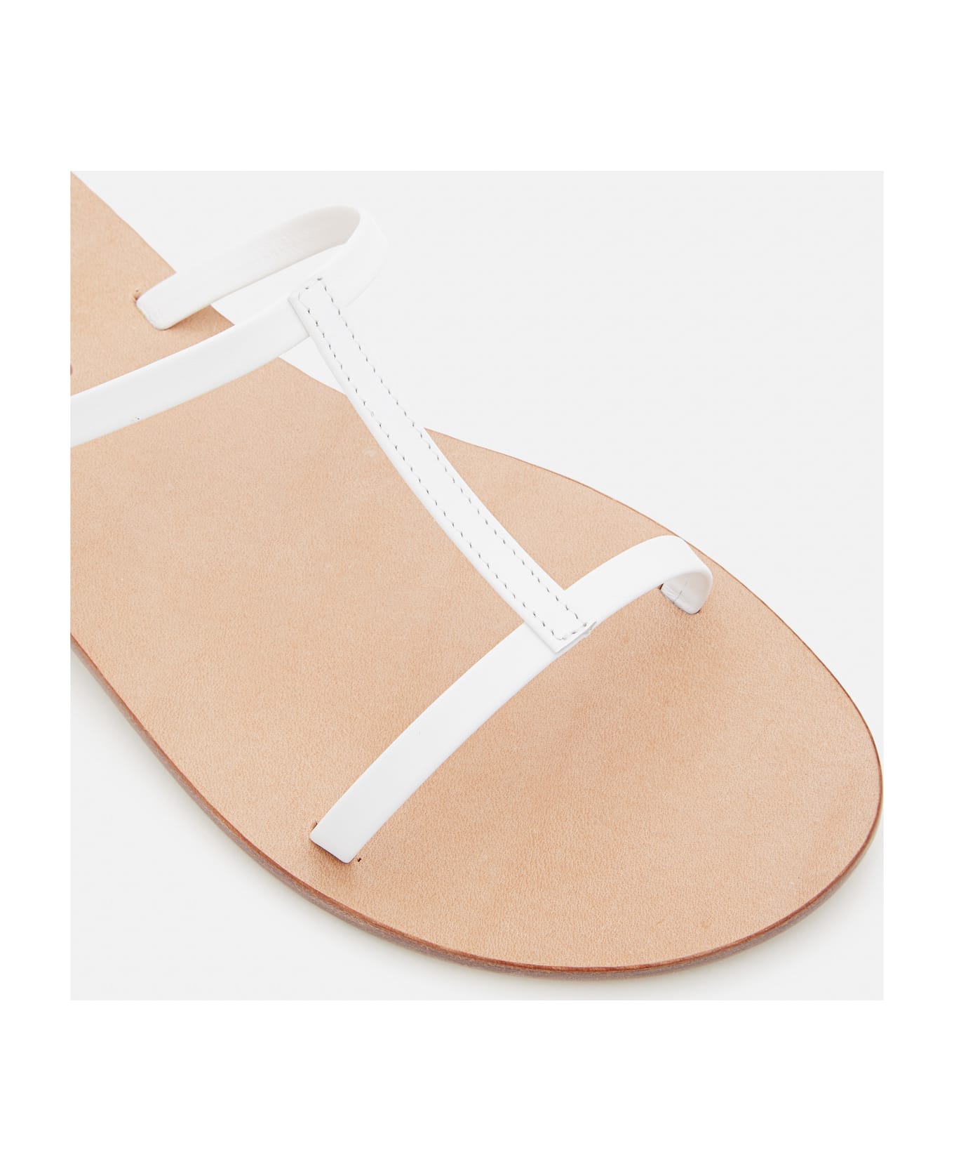 Capri Positano Triple Strap Leather Flat Sandals - White